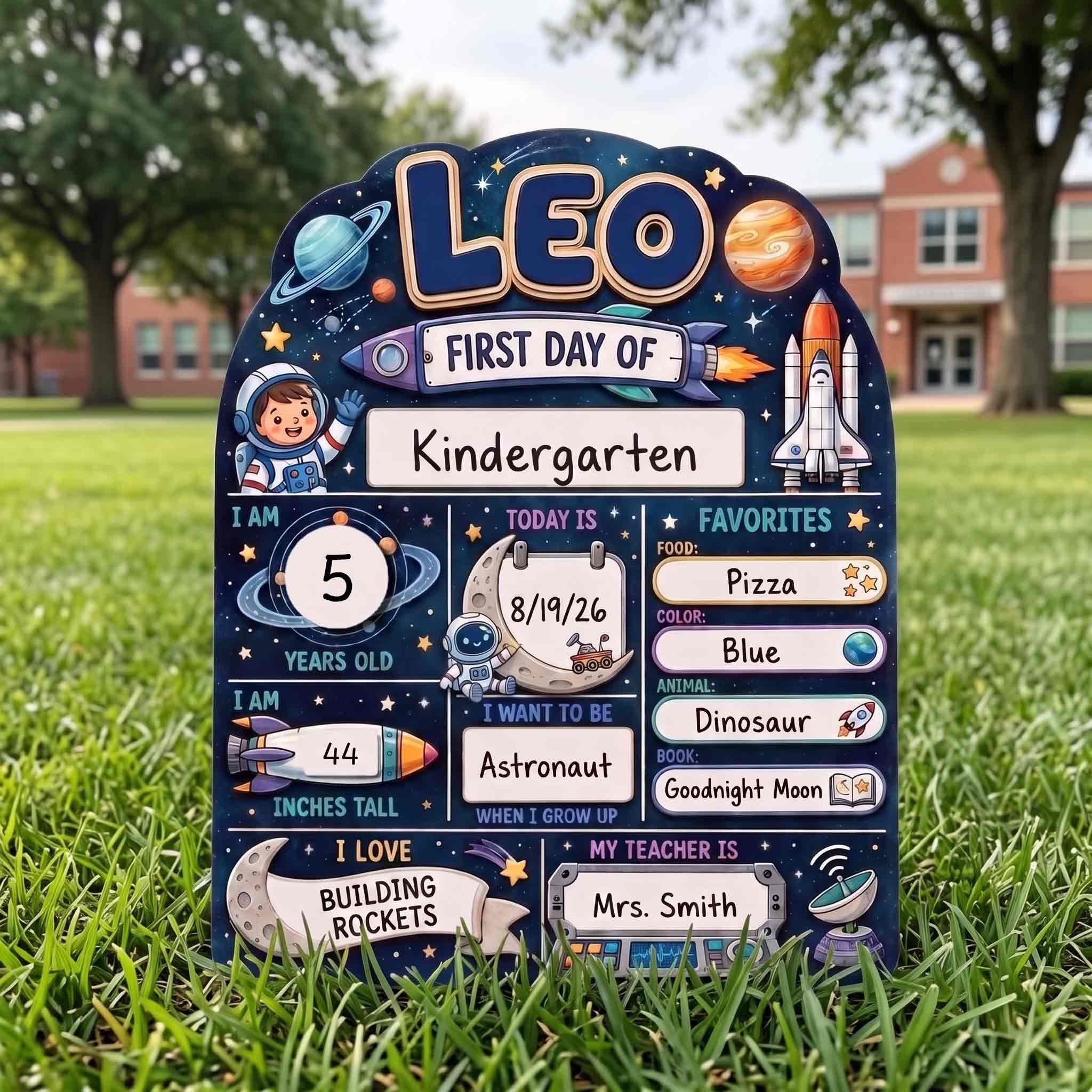 Personalized Astronaut First Day School Board, Reusable Dry Erase Board, Back to School Sign