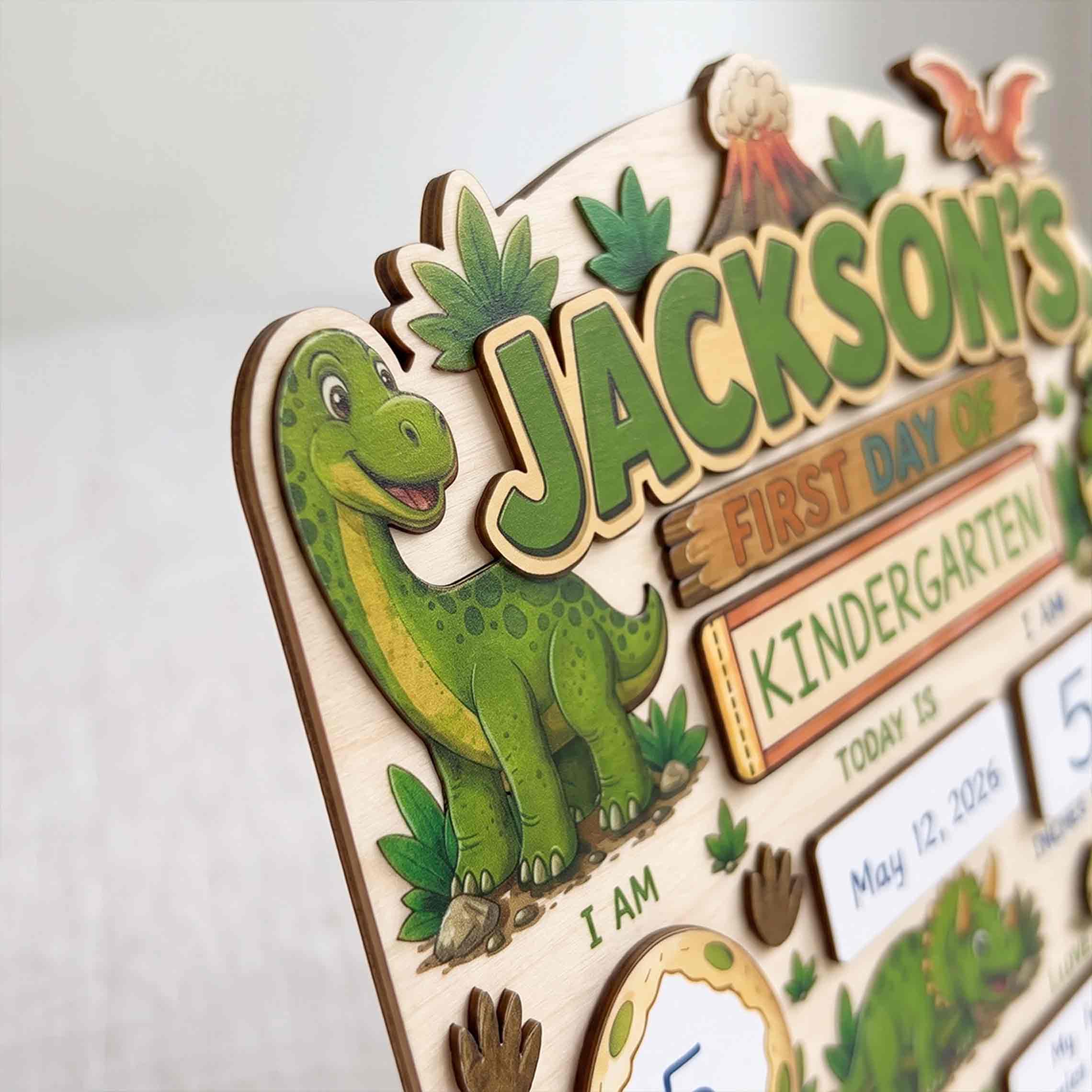 Personalized Prehistoric Jungle Adventure First & Last Day School Sign, Reusable Dry Erase Board, Back to School Sign