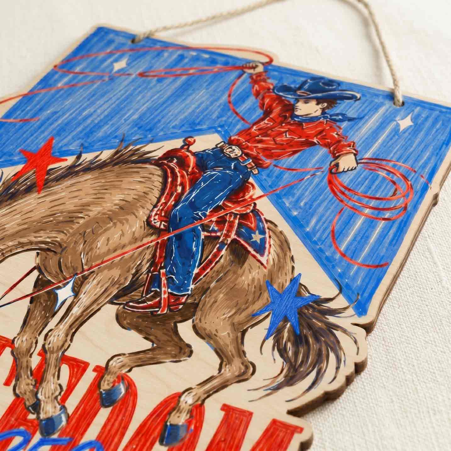 250 Years Of Freedom Western Cowboy Patriotic Decor Wooden Sign
