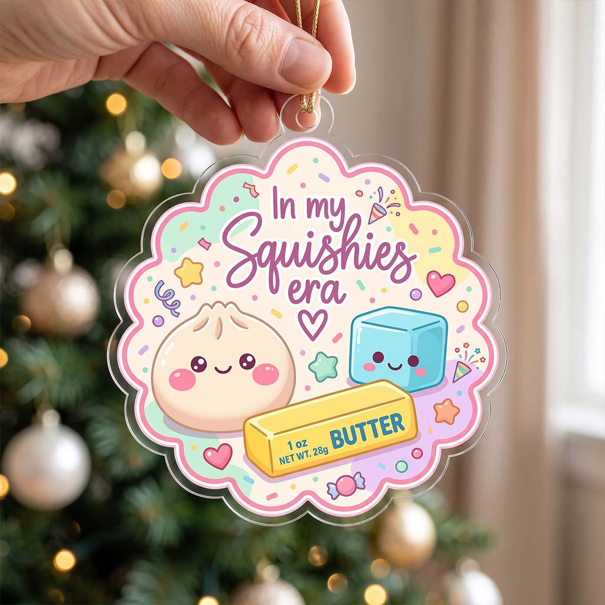 In My Squishies Era Cute Butter Friends Acrylic Christmas Ornament Cute