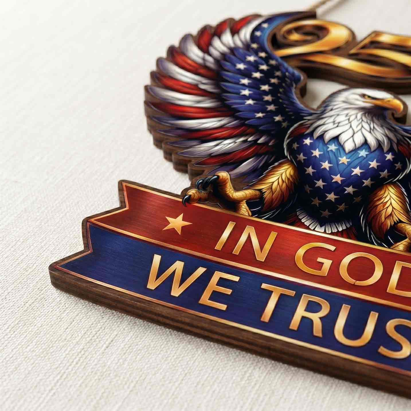 America 250th Anniversary Eagle Patriotic Wooden Sign
