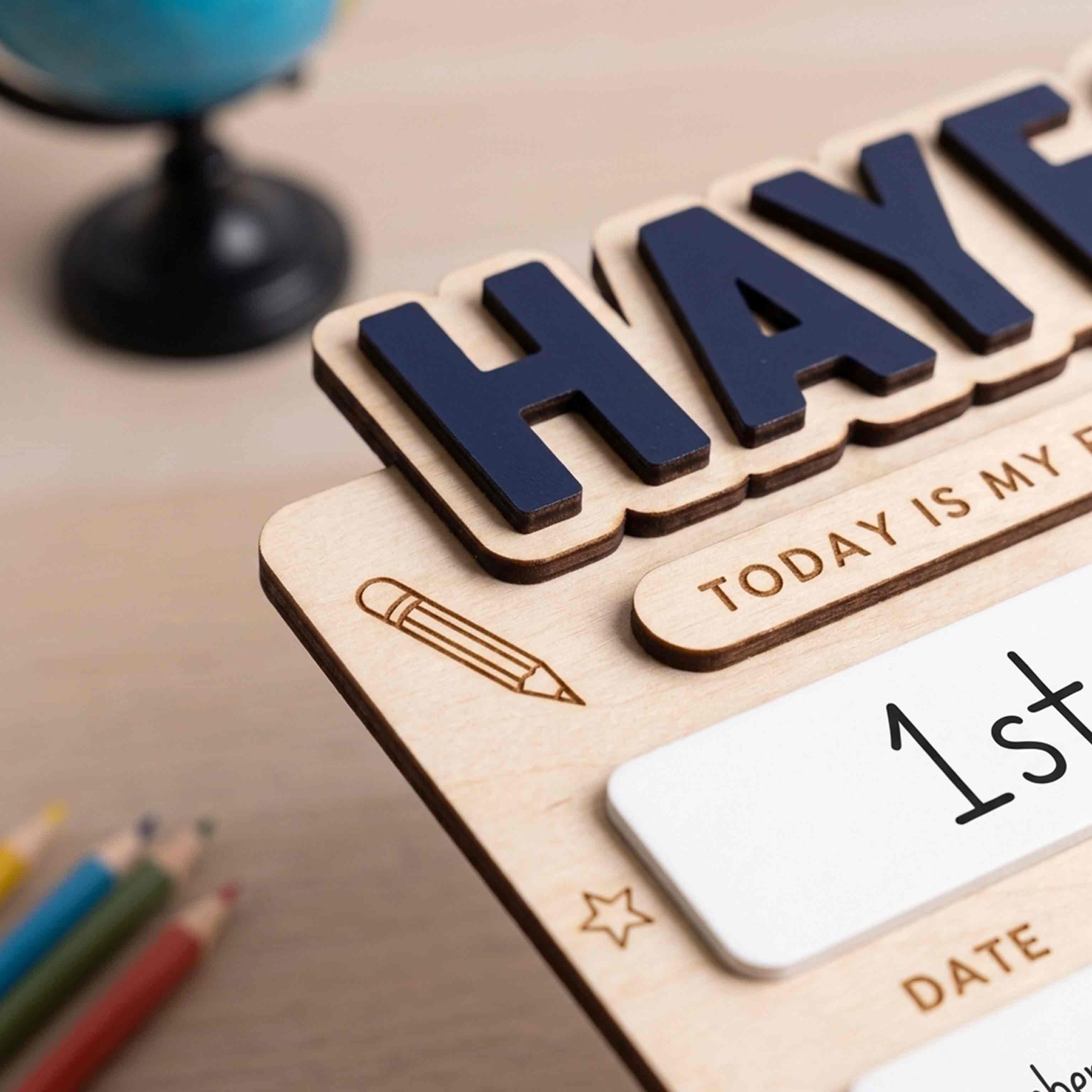 Personalized Modern Minimalist First & Last Day School Board, Reusable Dry Erase Board, Back to School Sign
