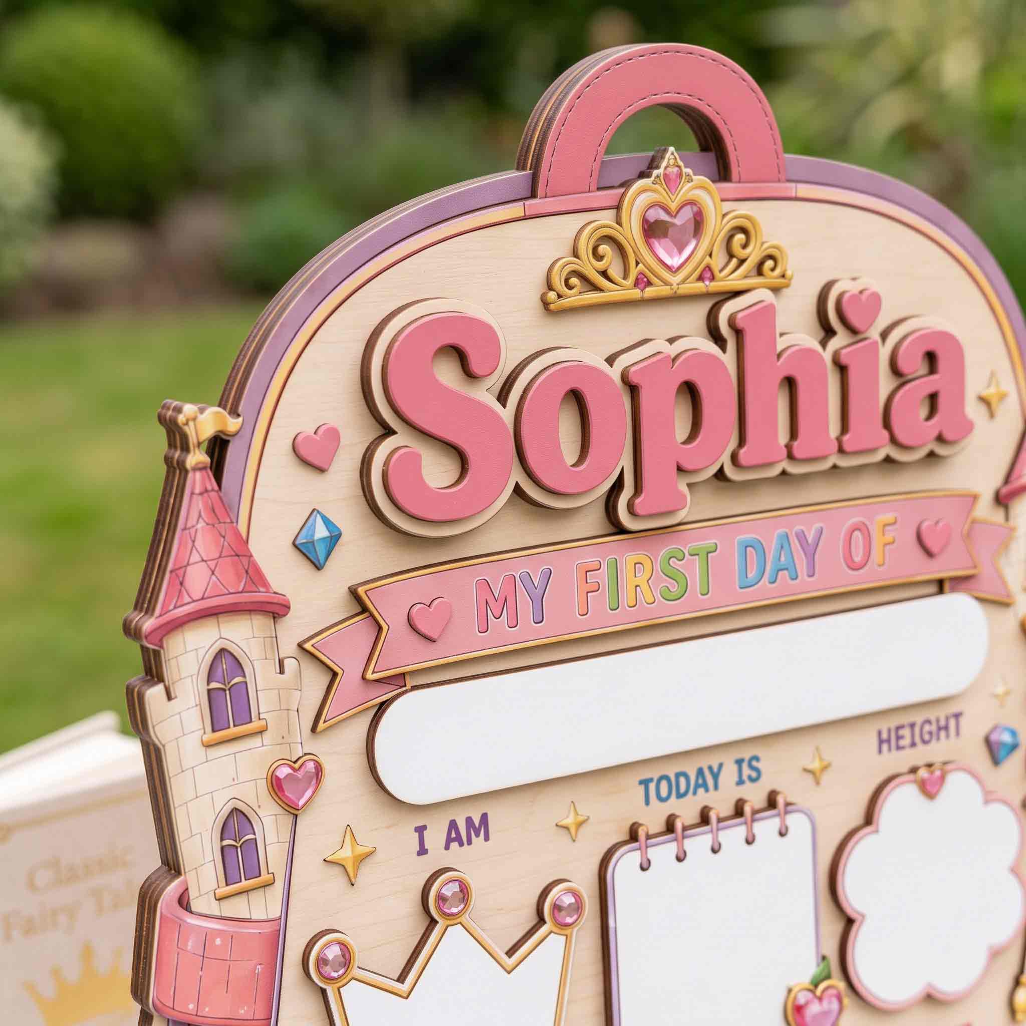 Personalized Princess Magic Style First & Last Day School Sign, Reusable Dry Erase Board, Back to School Sign