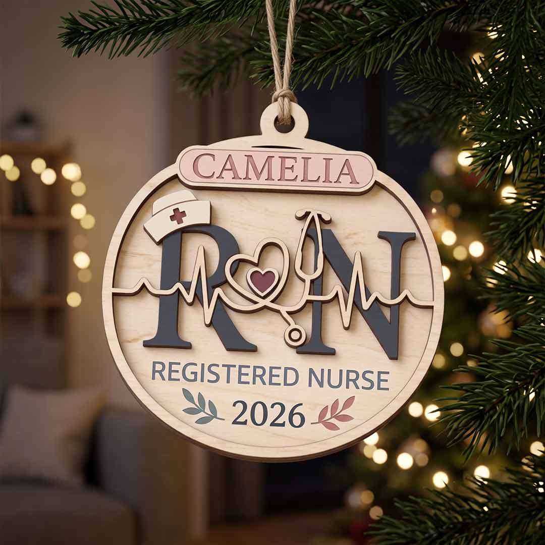 Nurse Graduation Personalized Nurse Custom Name Date Nurse Appreciation Wooden Christmas Ornament