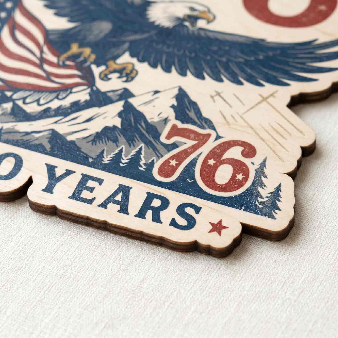 Spirit of 76 Wooden Sign America 250 Years Patriotic Decor