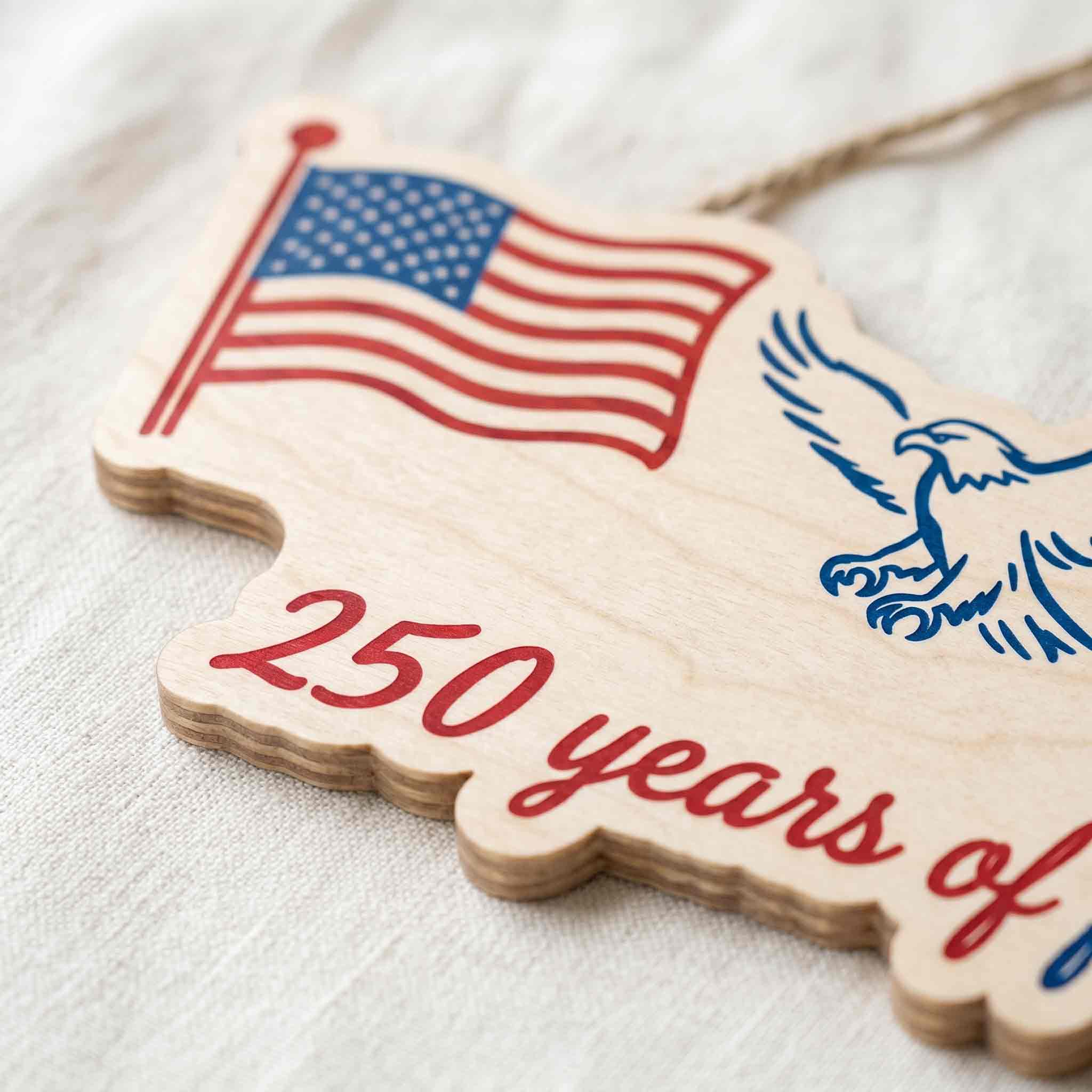 America 250th Anniversary Embroidered 4th of July Wooden Sign