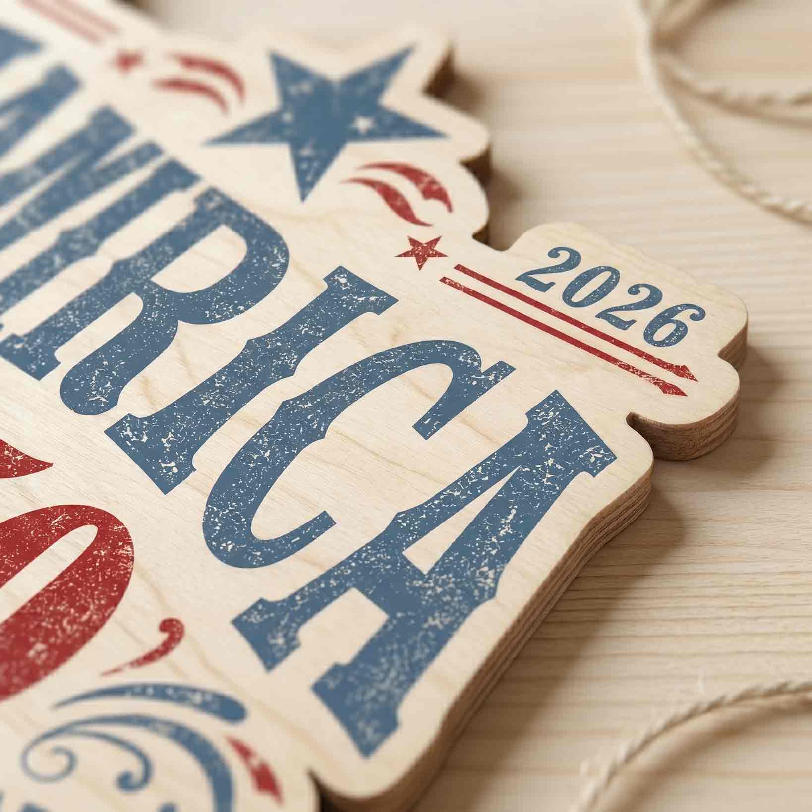 America 250 Years of Freedom 1776-2026 Patriotic Wooden Sign