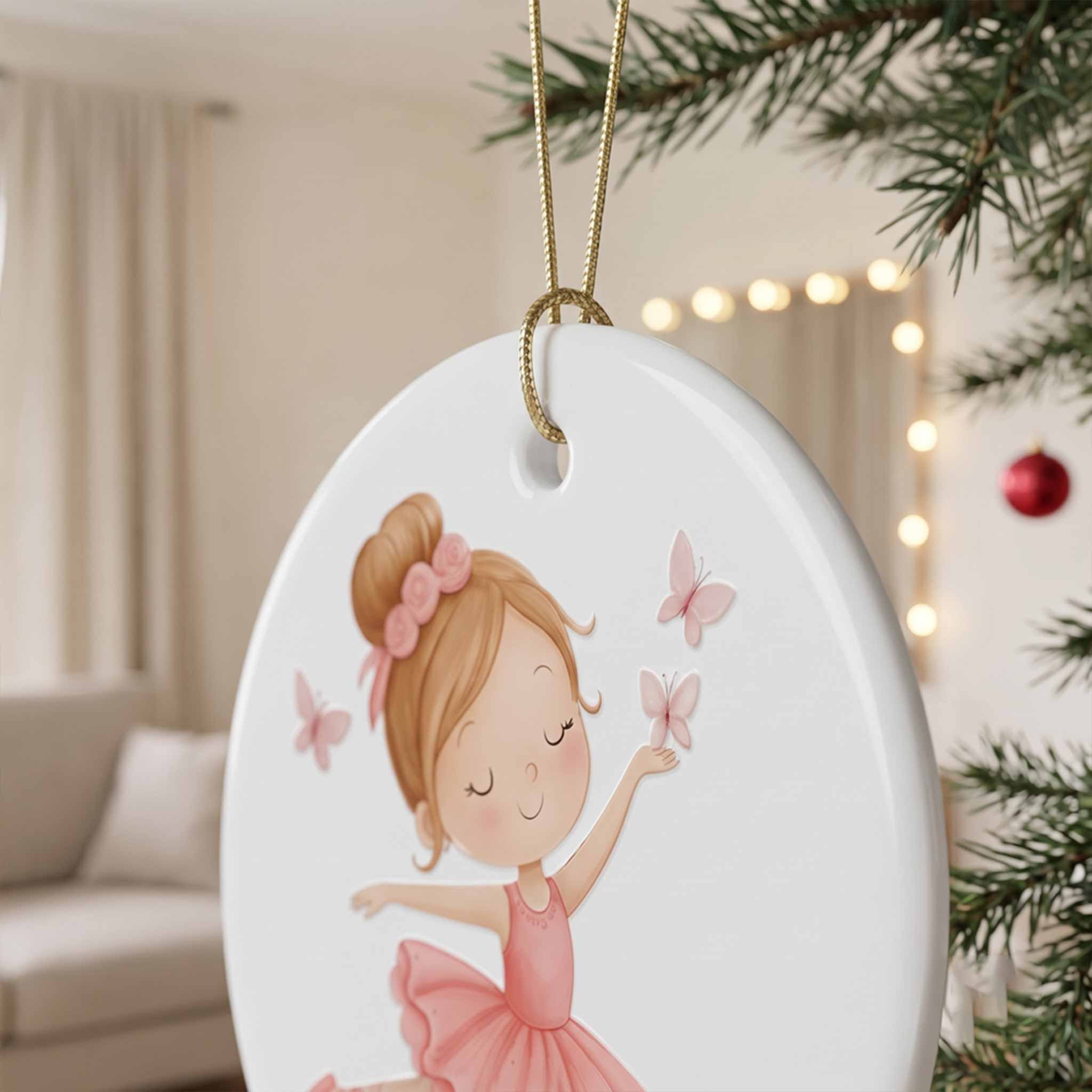 Ballerina Girl Custom Ballet Dancer Round Ceramic Ornament