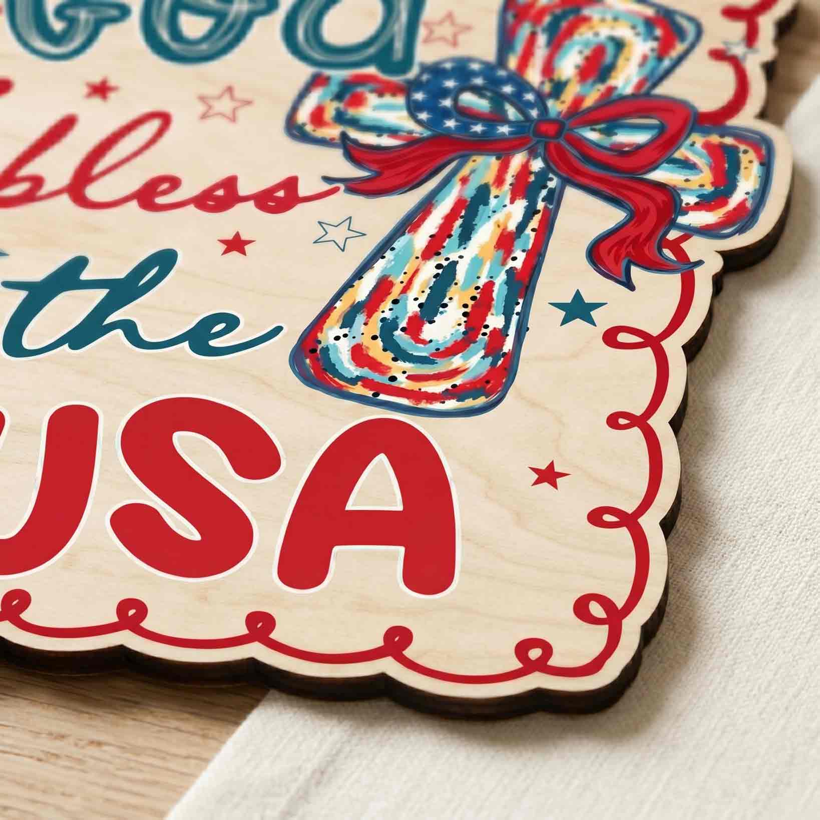 God Bless the USA America 250th Anniversary Wooden Sign