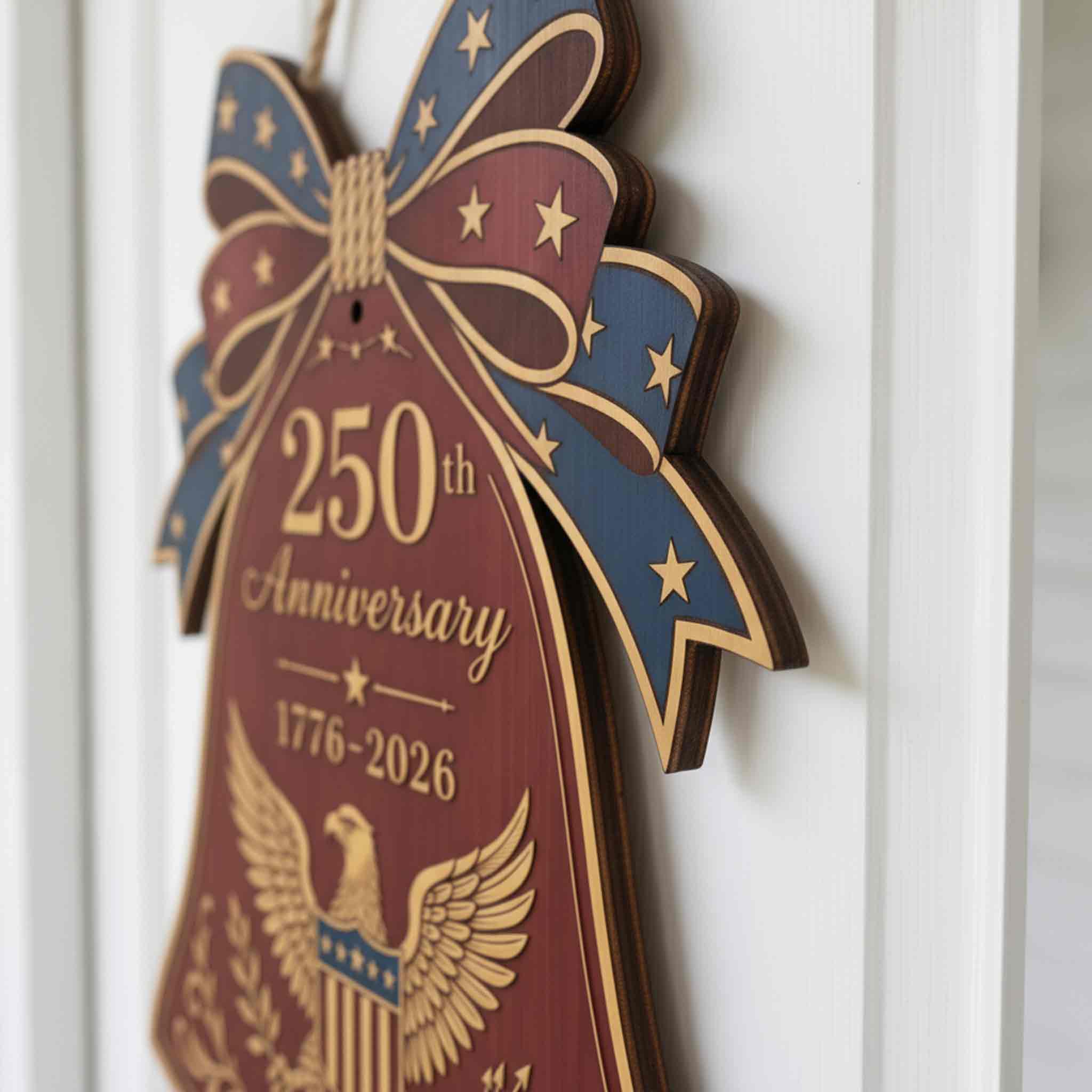 America 250th Anniversary Wooden Sign With Liberty Bell Patriotic Decor