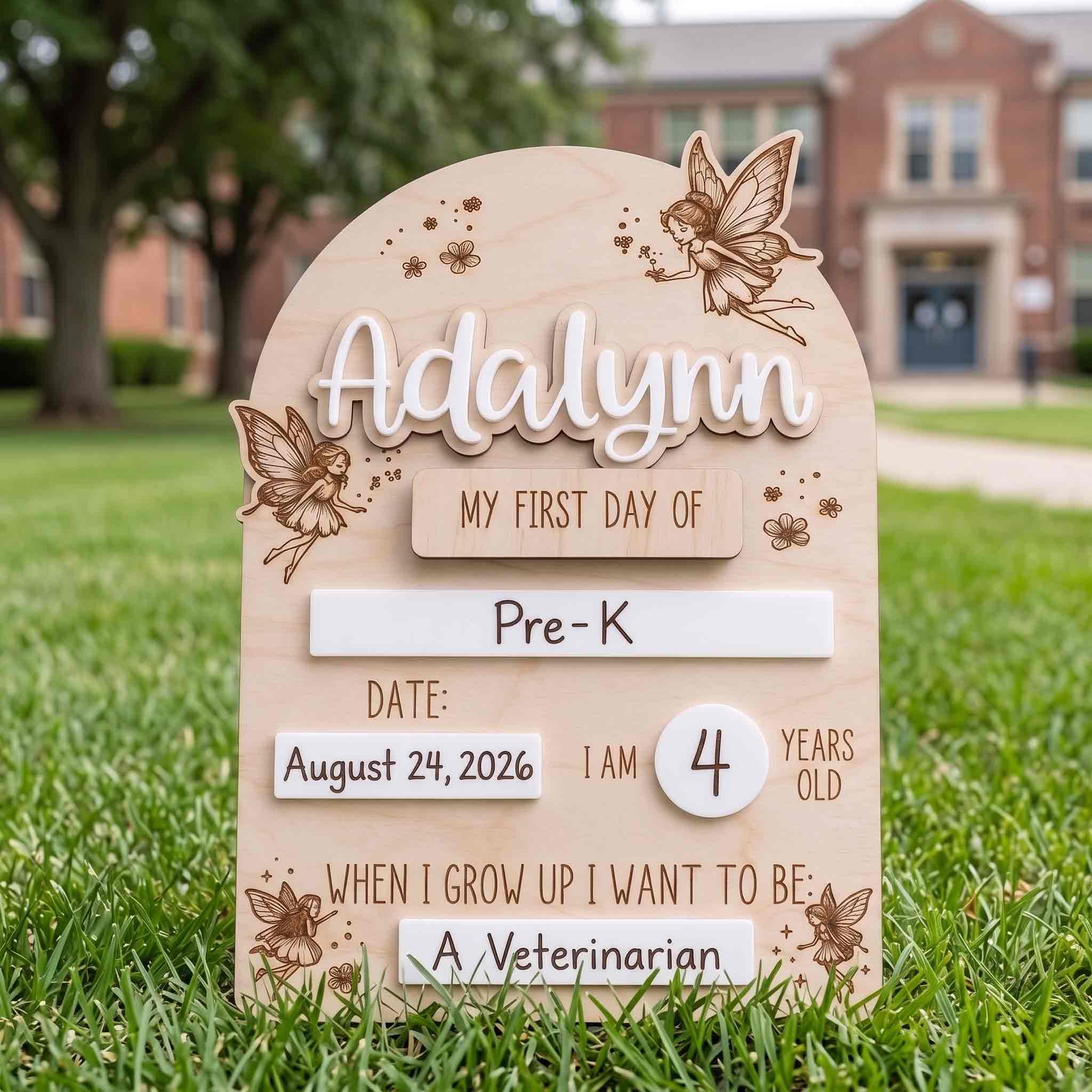 Personalized Fairy First & Last Day School Board, Reusable Dry Erase Board, Back to School Sign
