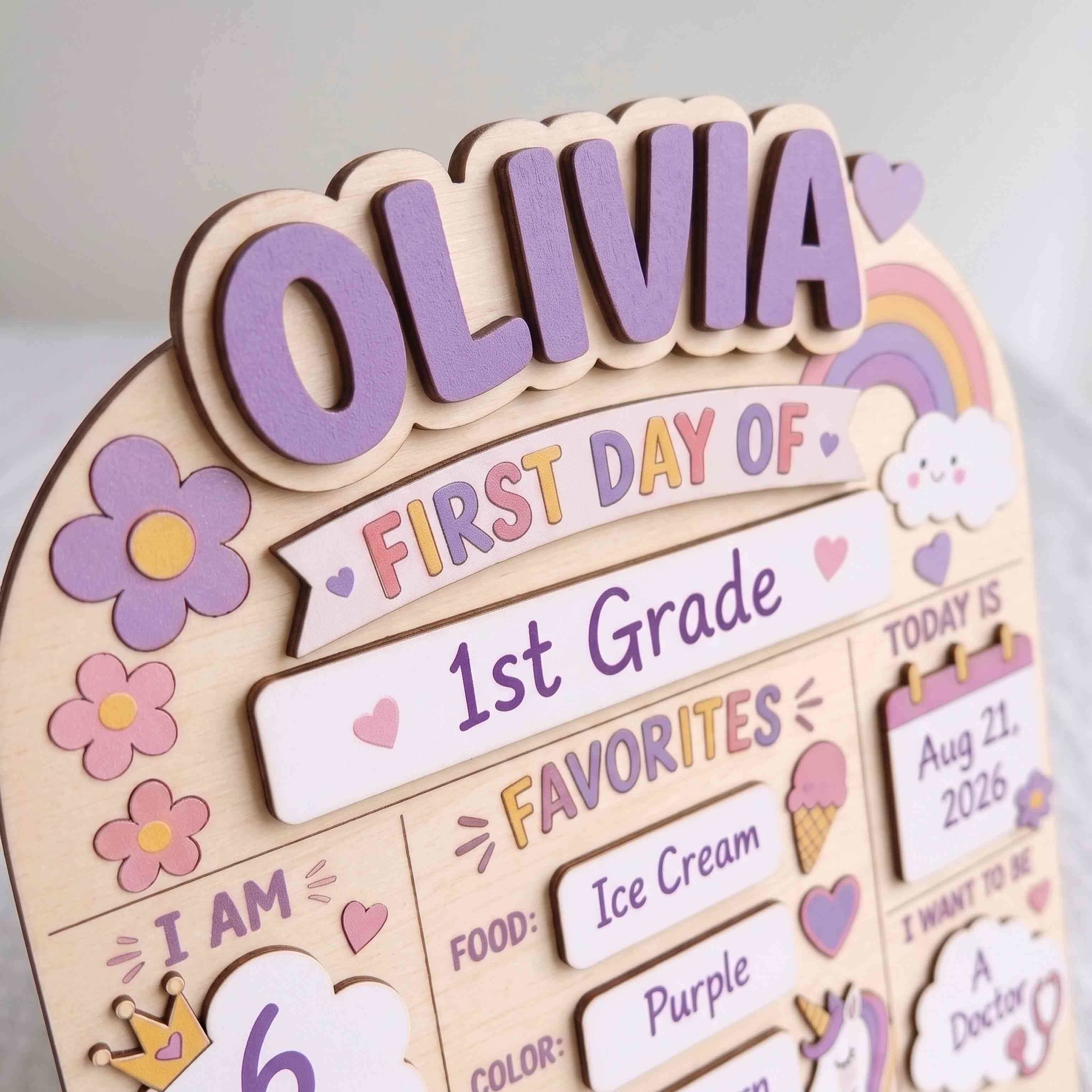 ersonalized Unicorn First Day School Board, Reusable Dry Erase Board, Back to School Sign