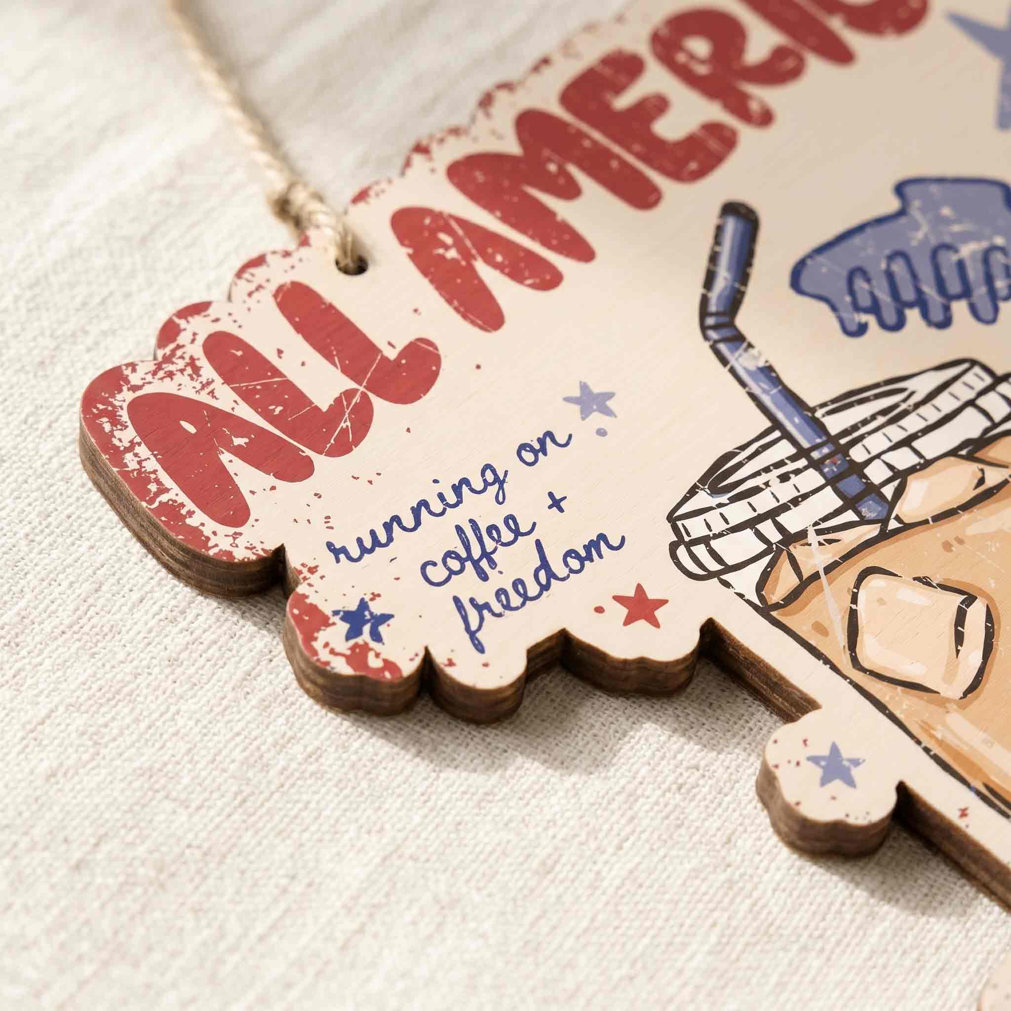 All American Mama Patriotic Mom America 250 Decor Wooden Sign