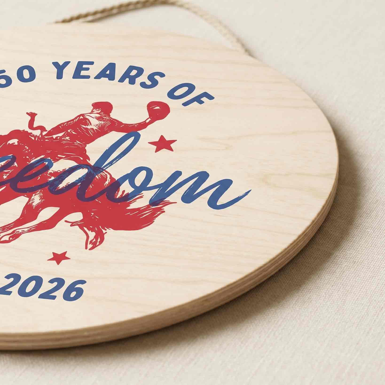 America 250 Years Of Freedom Wooden Hanging Sign 1776-2026 Patriotic Decor