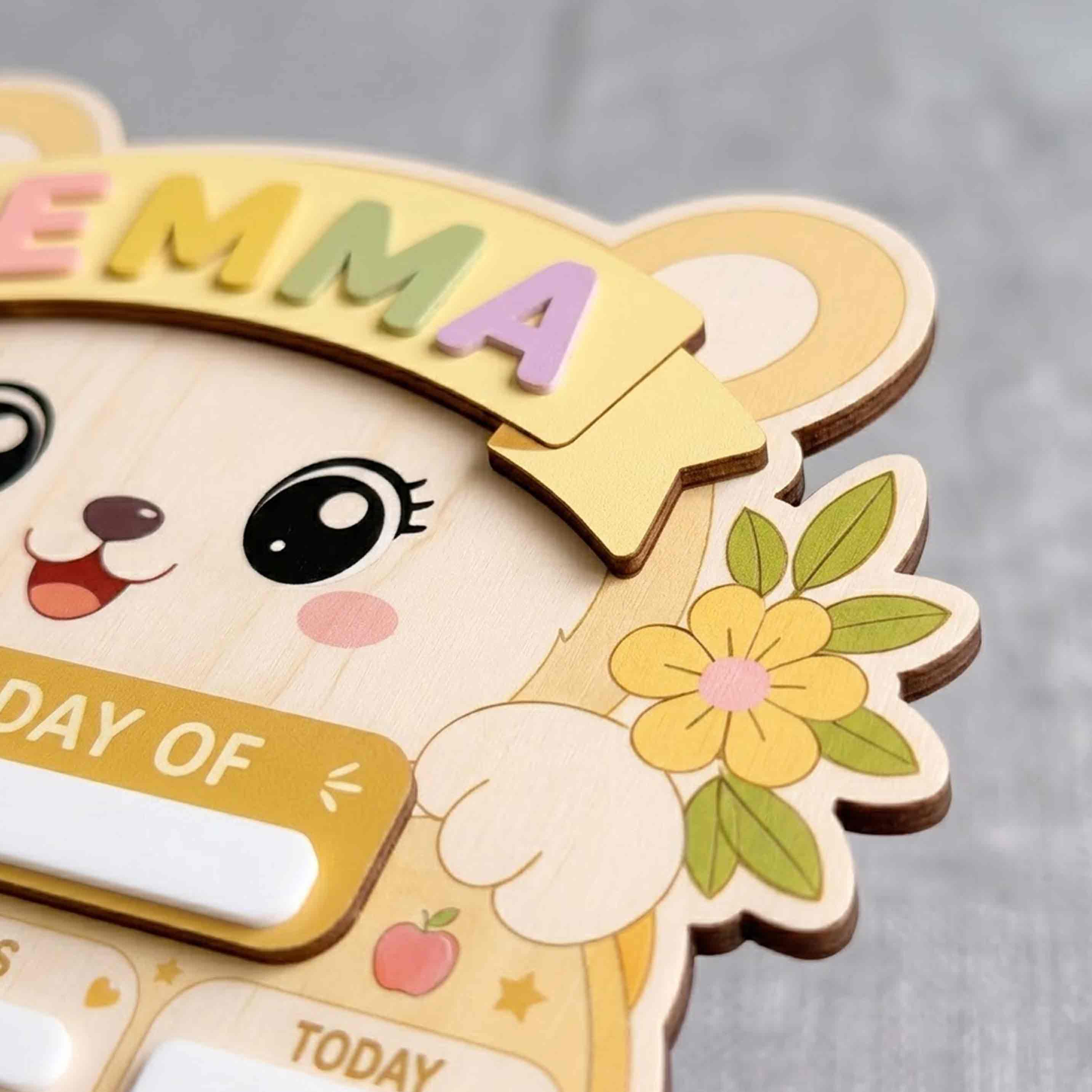 Personalized Yellow Teddy Bear First & Last Day School Sign, Reusable Dry Erase Board, Back to School Sign