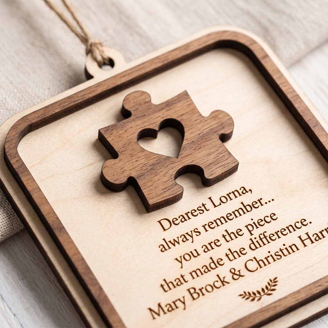 You Are The Piece That Made The Difference Personalized Custom Name Retirement 2 Layered Piece Wooden Christmas Ornament Retirement Keepsake