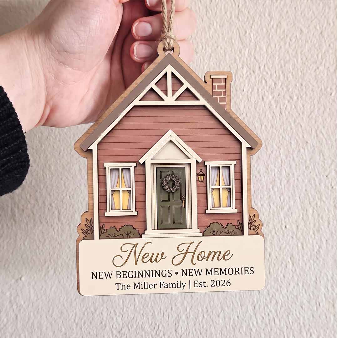 First Christmas in Our New Home Personalized New Home Custom Name Date Address Wooden Christmas Ornament