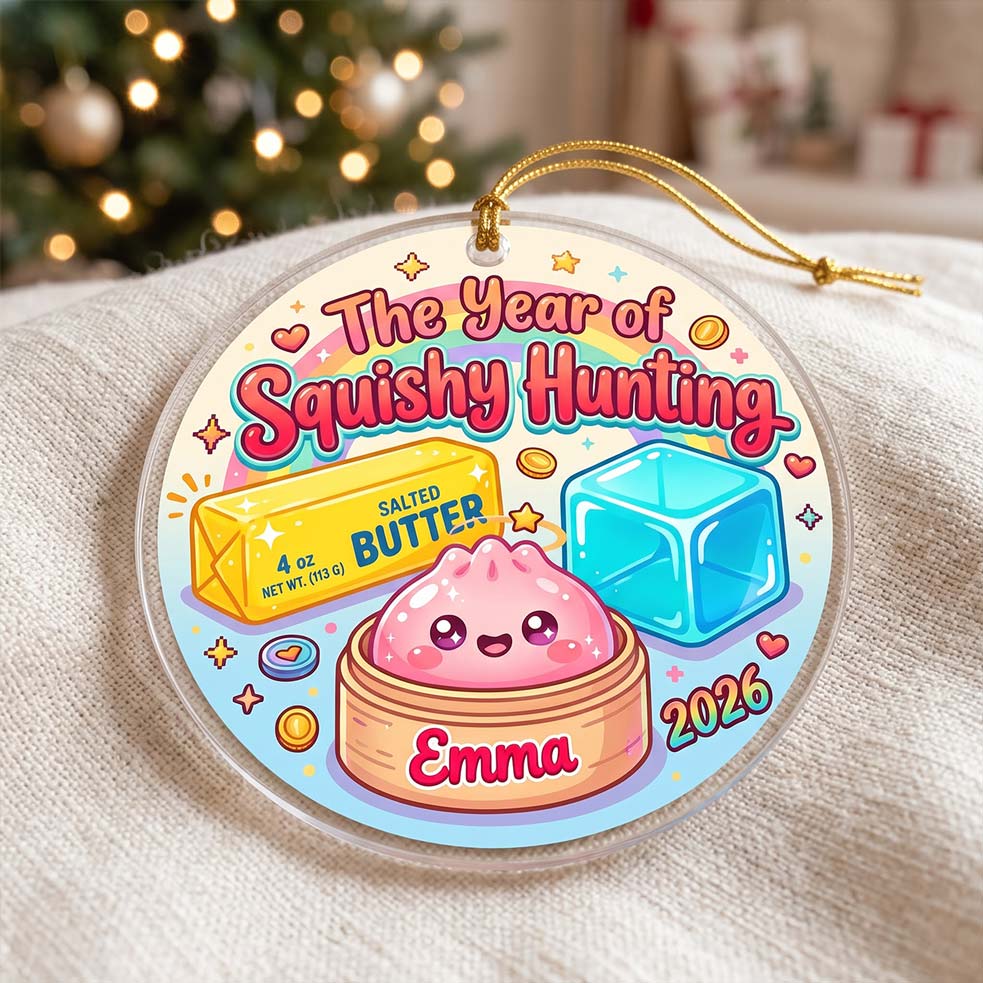 Colorful Squishy Hunting Butter Ice Cube Custom Name Date Acrylic Christmas Ornament Squishy