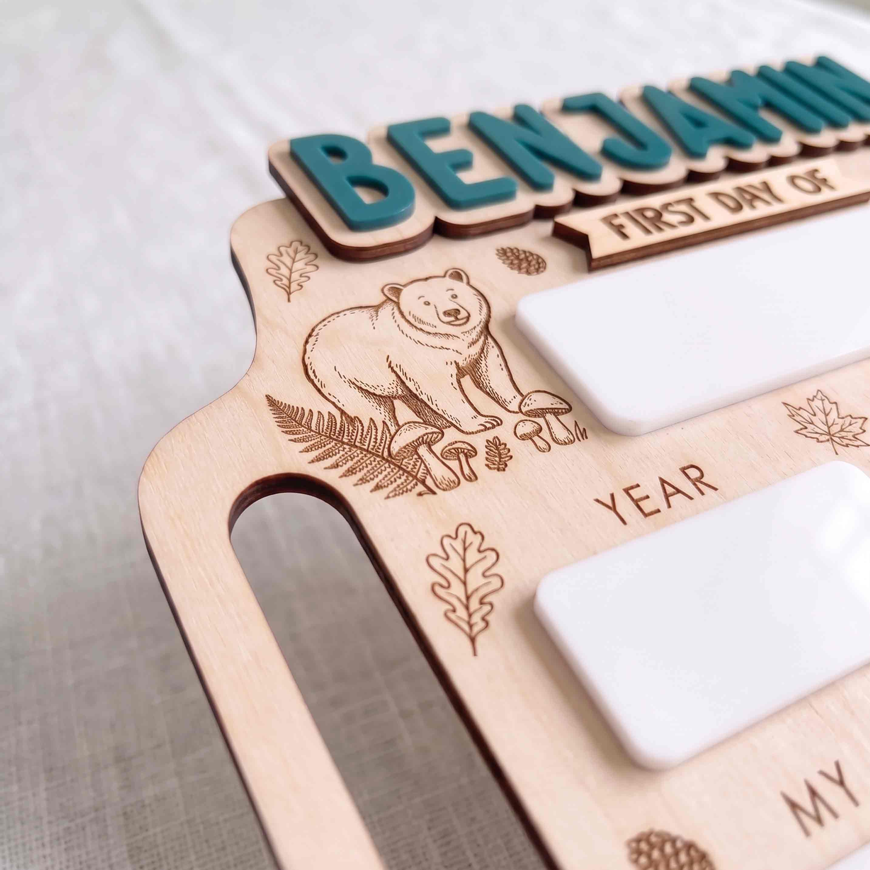 Personalized Forest Animals School Board, Reusable Dry Erase Board, Back to School Sign