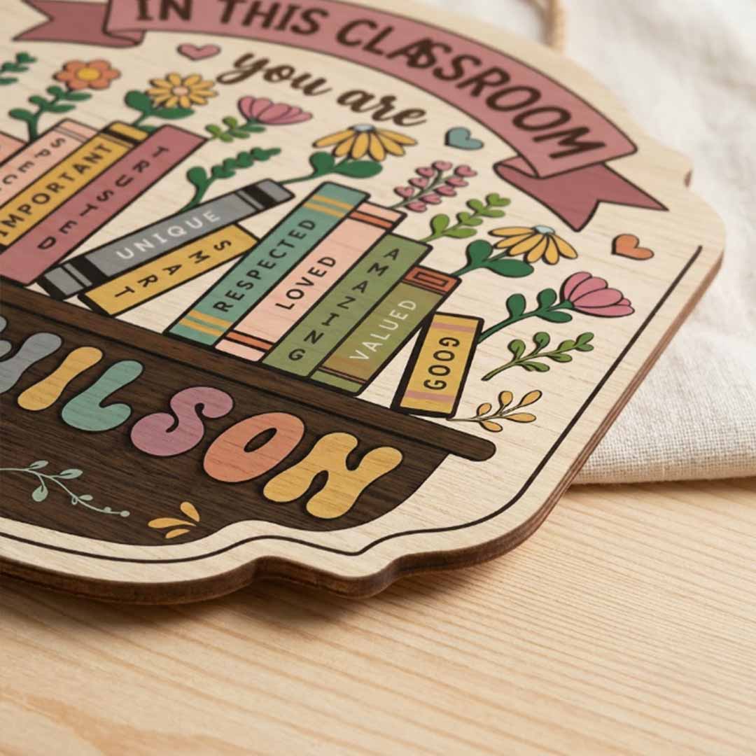 Personalized Teacher Name Wooden Sign Door Hanger Classroom Rules Sign Wooden Classroom Decor, Back to School Sign