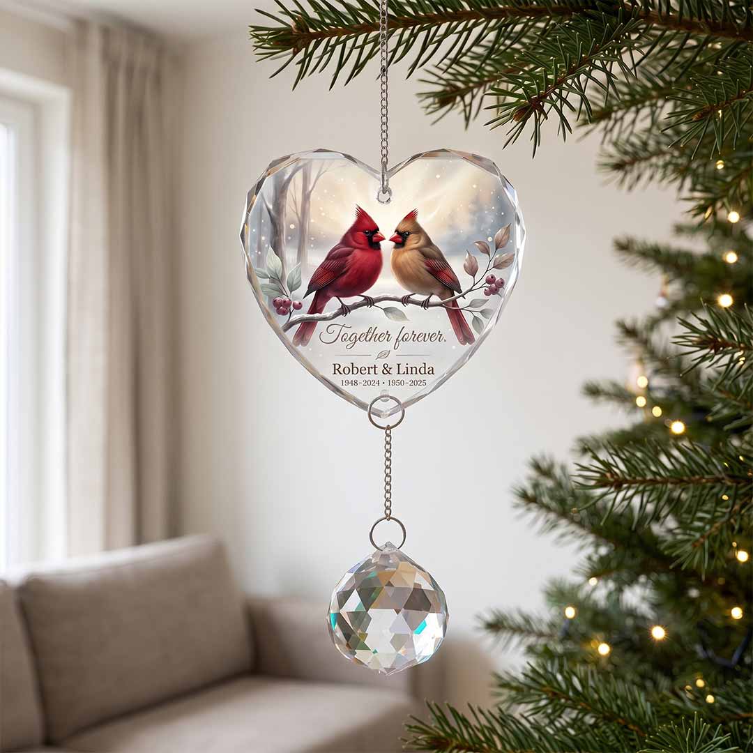 Heart Glass Ornament With Crystal Charm