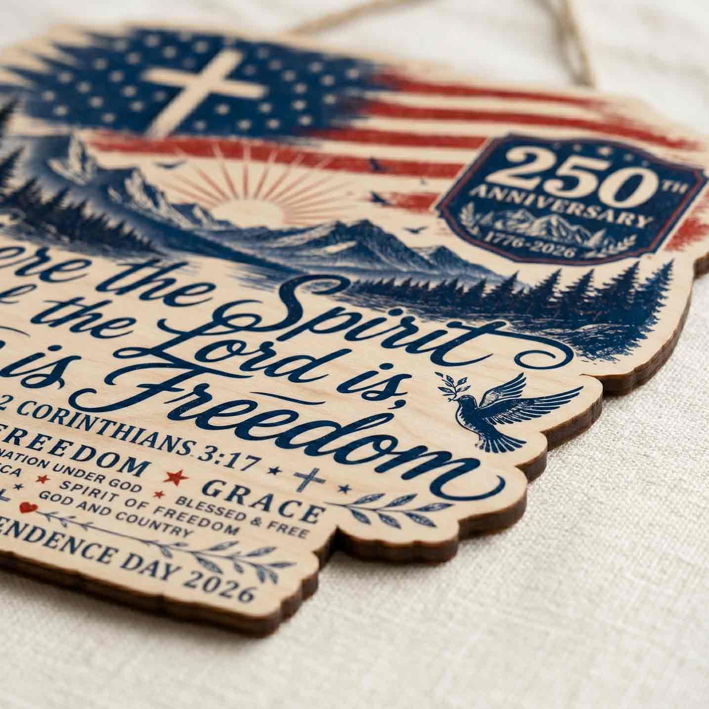Where the Spirit of the Lord is There is Freedom 250th Anniversary Wooden Sign