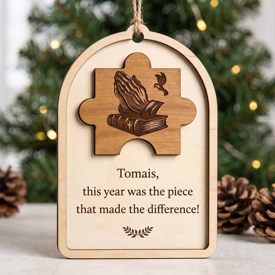 You Made The Difference Puzzle Piece Personalized Custom Name Message Retirement 2-Layer Wooden Christmas Ornament Appreciation Gift for Retirees