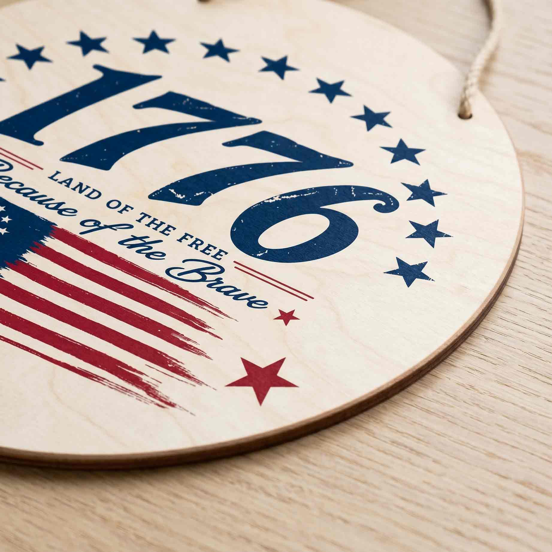 1776 Land Of The Free Because Of The Brave Wooden Sign America 250 Patriotic Decor