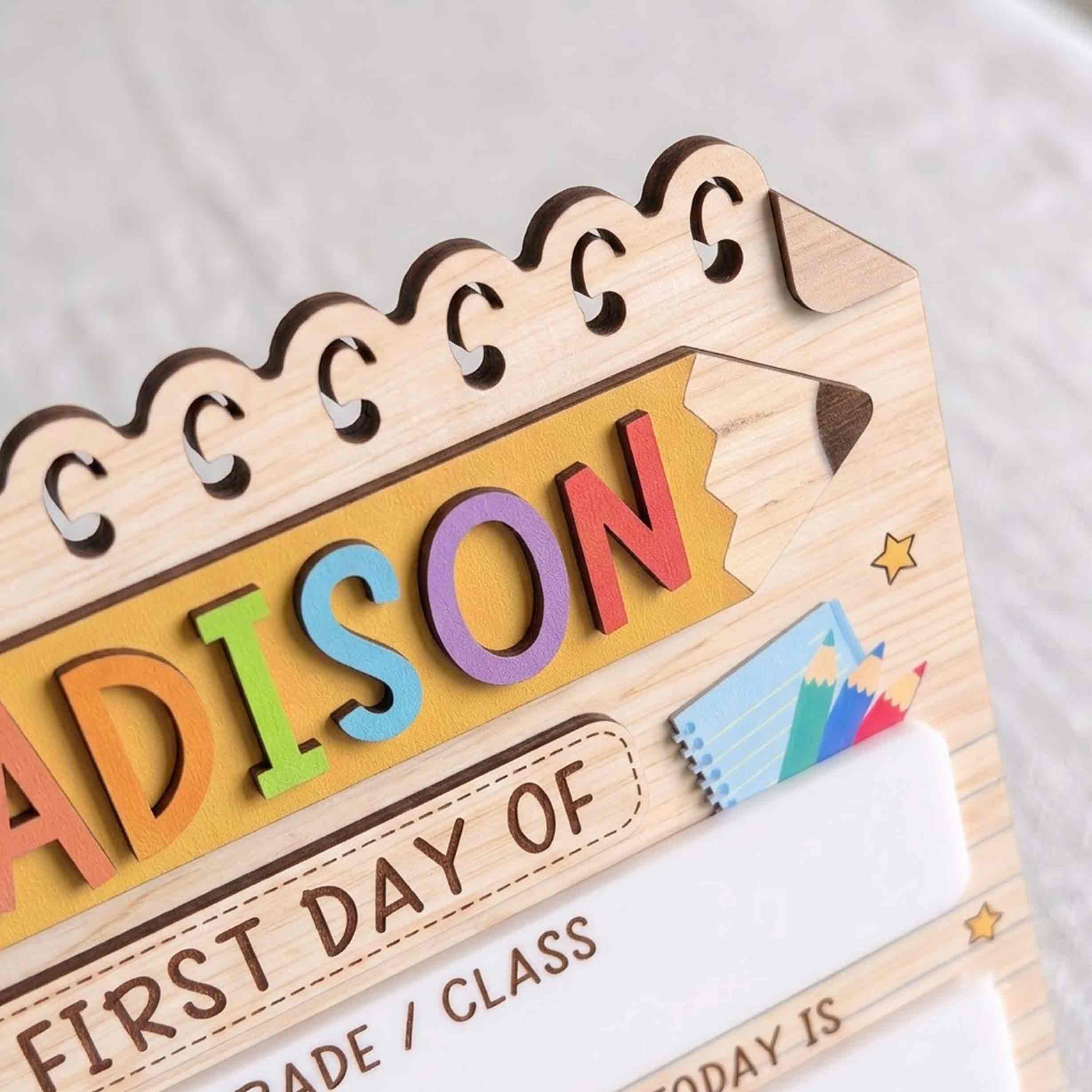 Personalized Cute School Supplies First & Last Day School Sign, Reusable Dry Erase Board, Back to School Sign