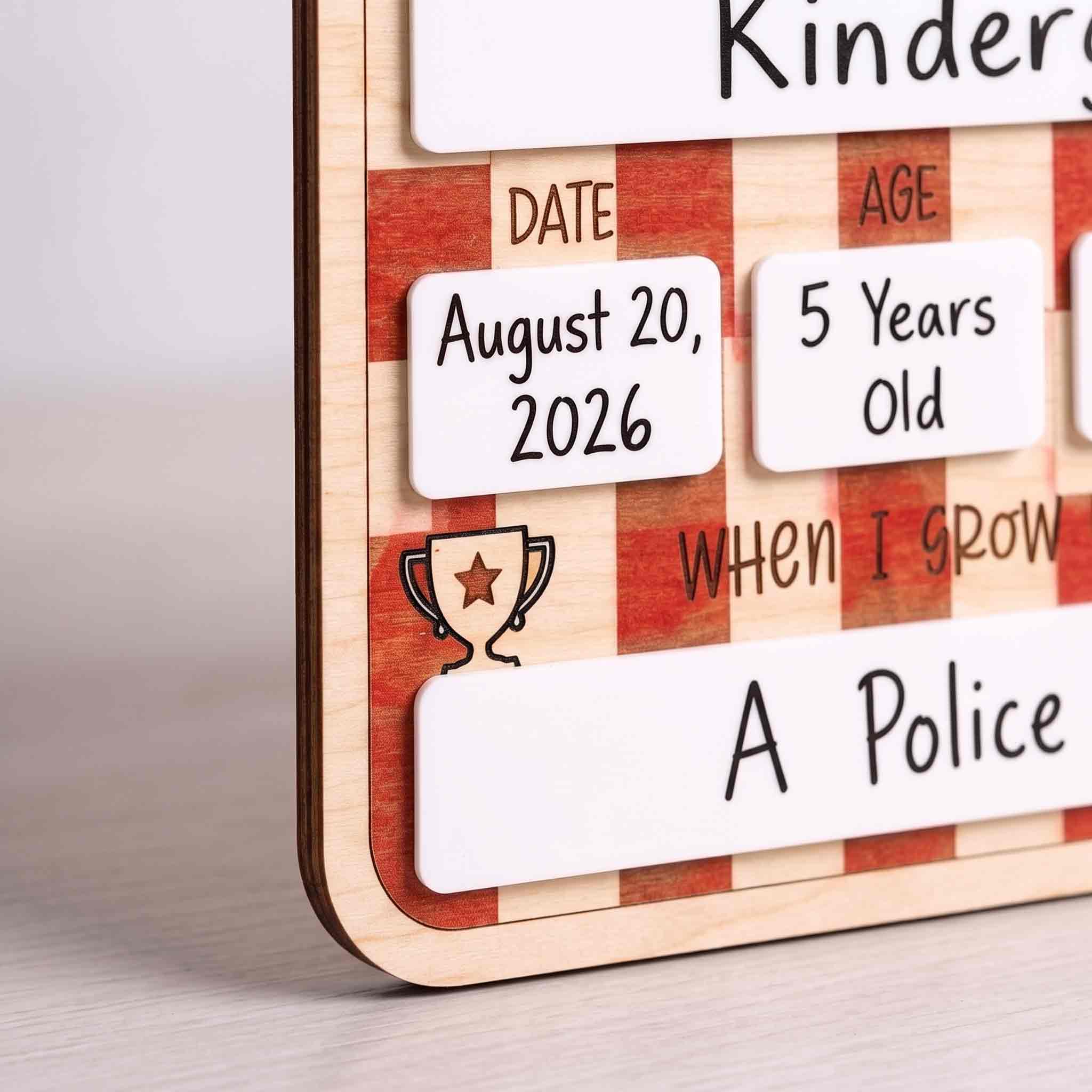 Personalized Red Gingham First & Last Day School Board, Reusable Dry Erase Board, Back to School Sign