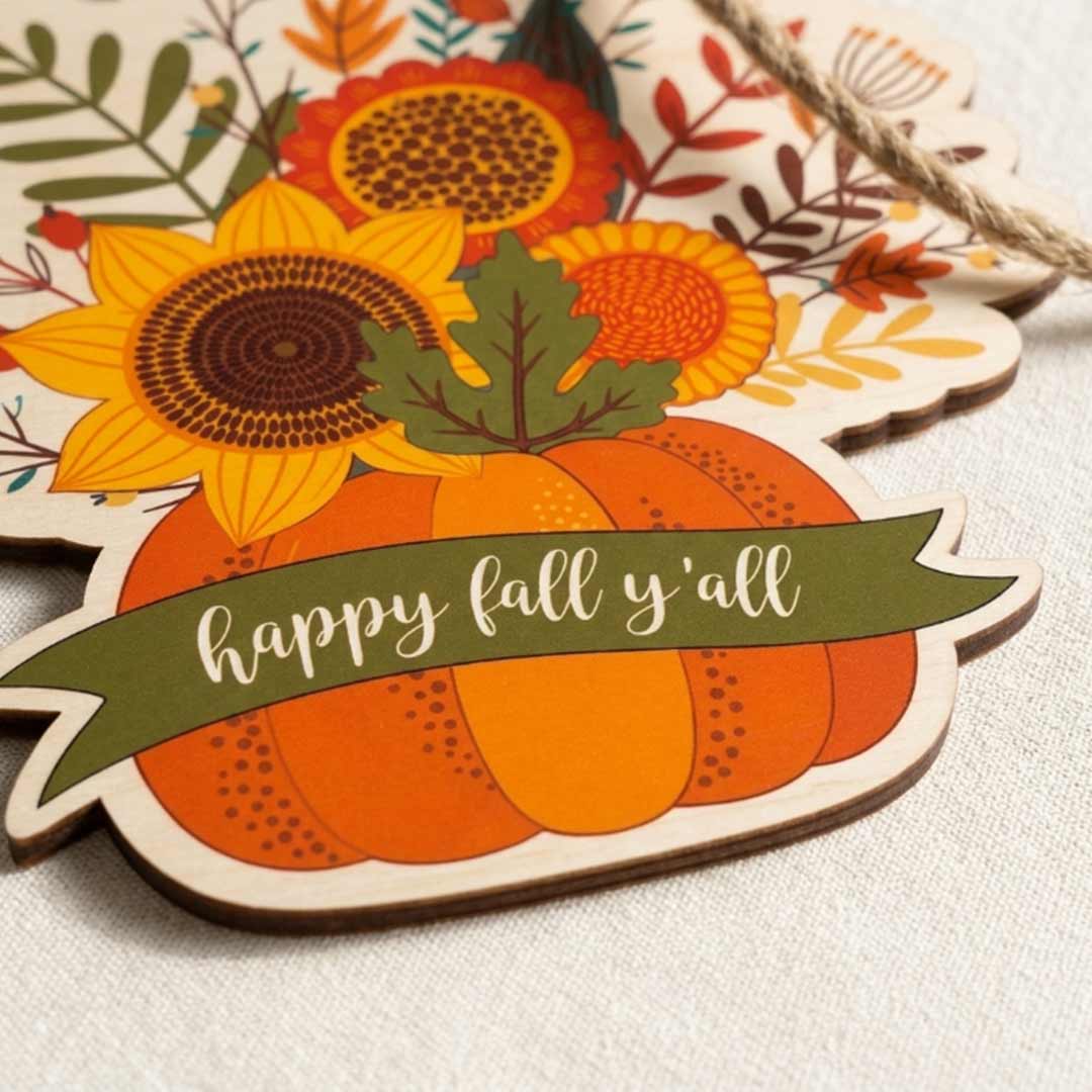 Fall Porch Decor, Pumpkins Vase Hello Fall Wooden Fall Door Hanger,  Front Door Sign, Farmhouse Fall Decor