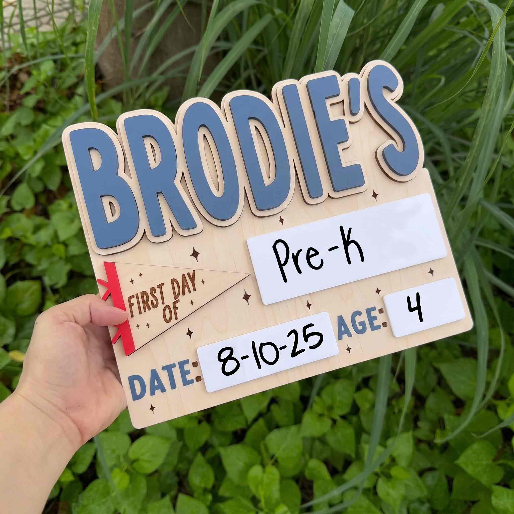 Personalized Classic Collegiate First & Last Day School Sign, Reusable Dry Erase Board, Back to School Sign