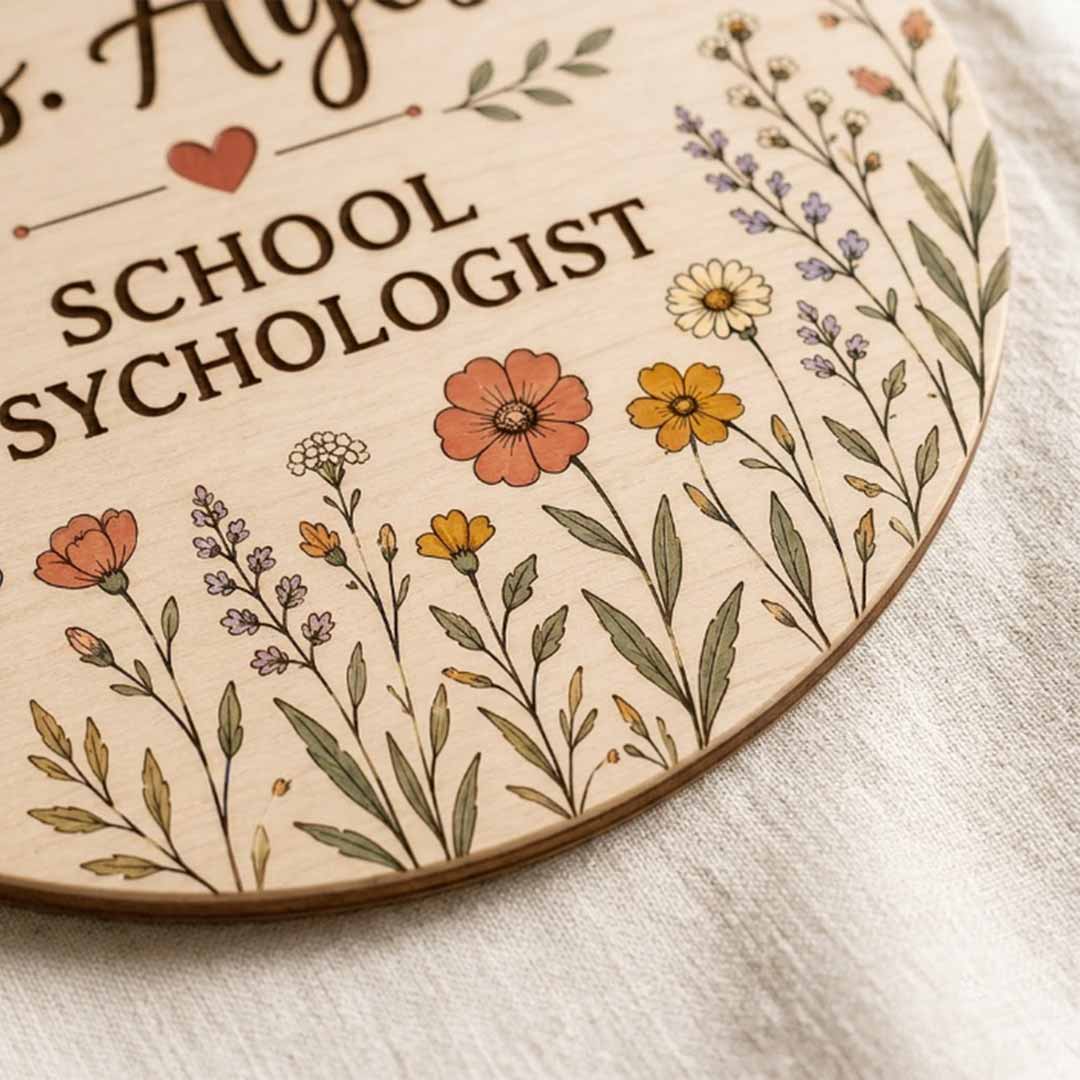 Personalized Teacher Name Wooden Sign Door Hanger School Psychologist Wooden Classroom Decor, Back to School Sign