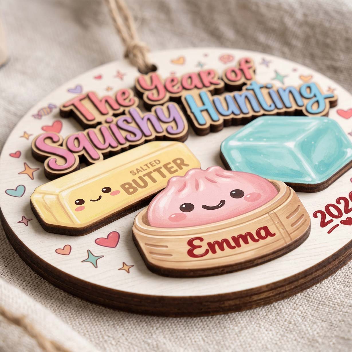 Classic Squishy Hunting Butter Ice Cube Custom Name Date Wooden Ornament Squishy