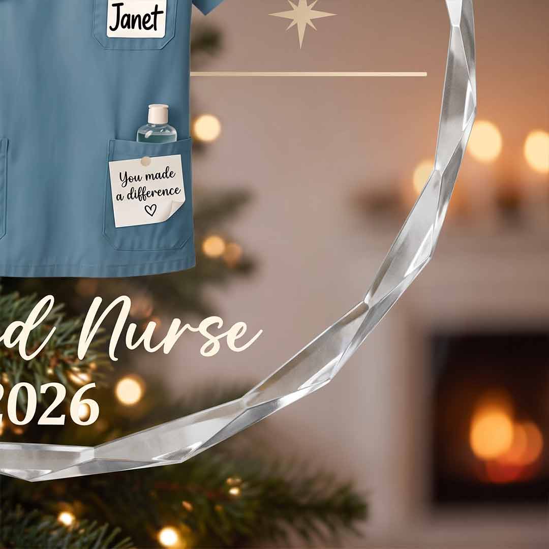 Discharged Retired Nurse Healthcare Appreciation Personalized Custom Name Date Nurse Keepsake Round Glass Christmas Ornament for Retired Nurses