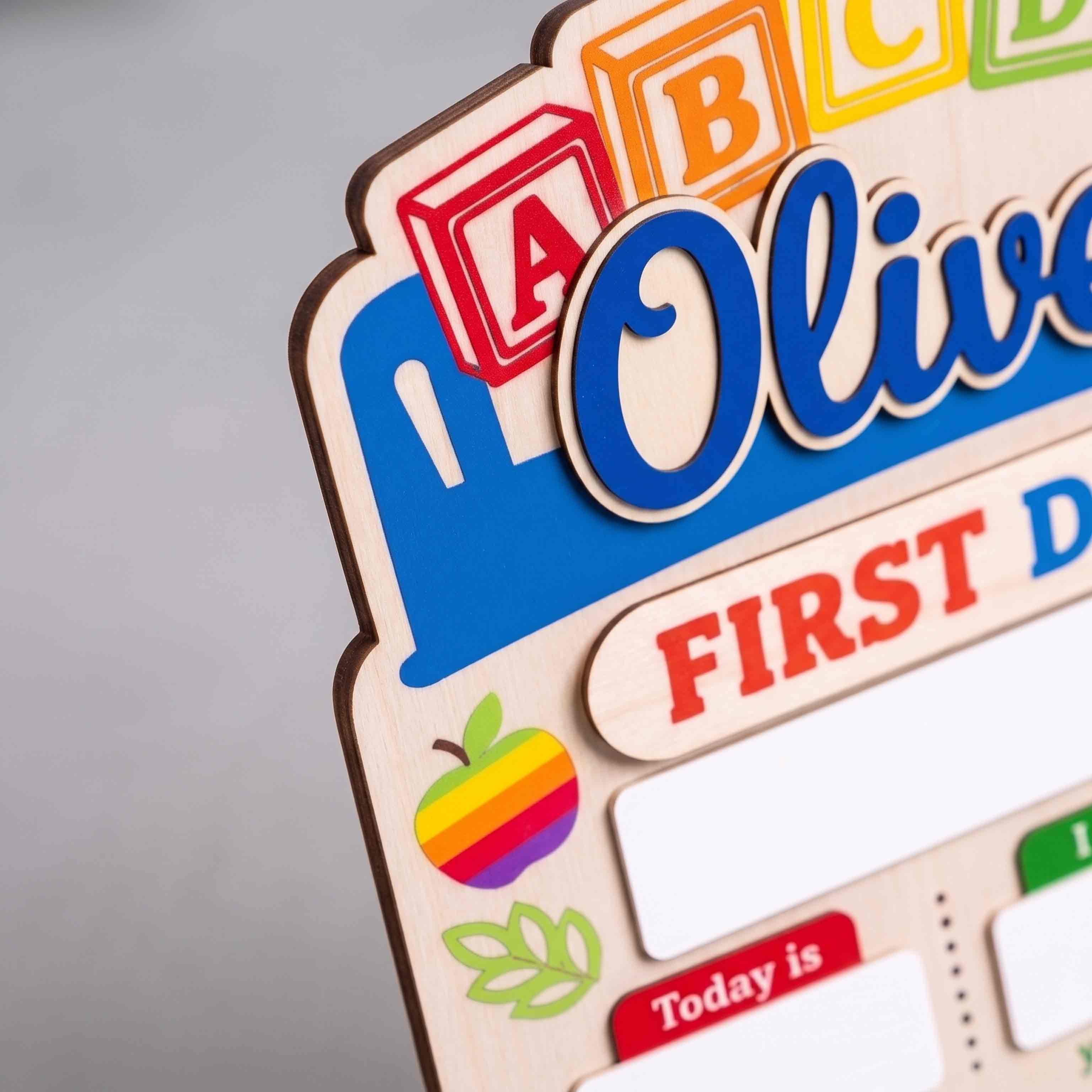 Personalized ABC Blocks First Day School Board, Reusable Dry Erase Board, Back to School Sign