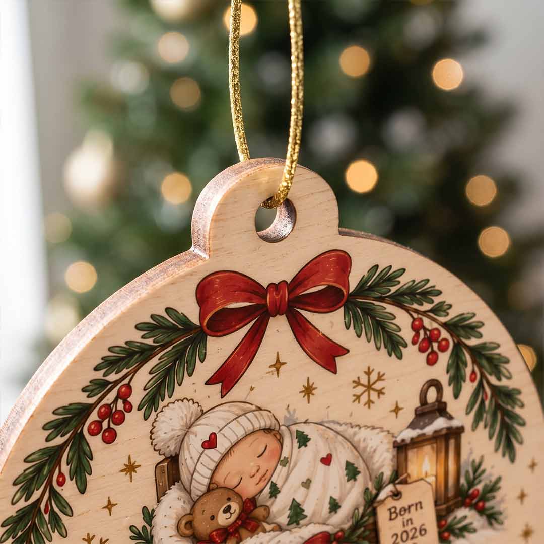 It Takes a Village Baby Thank You Personalized Custom Name Date Newborn Appreciation Gift 1-Layer Wooden Christmas Ornament