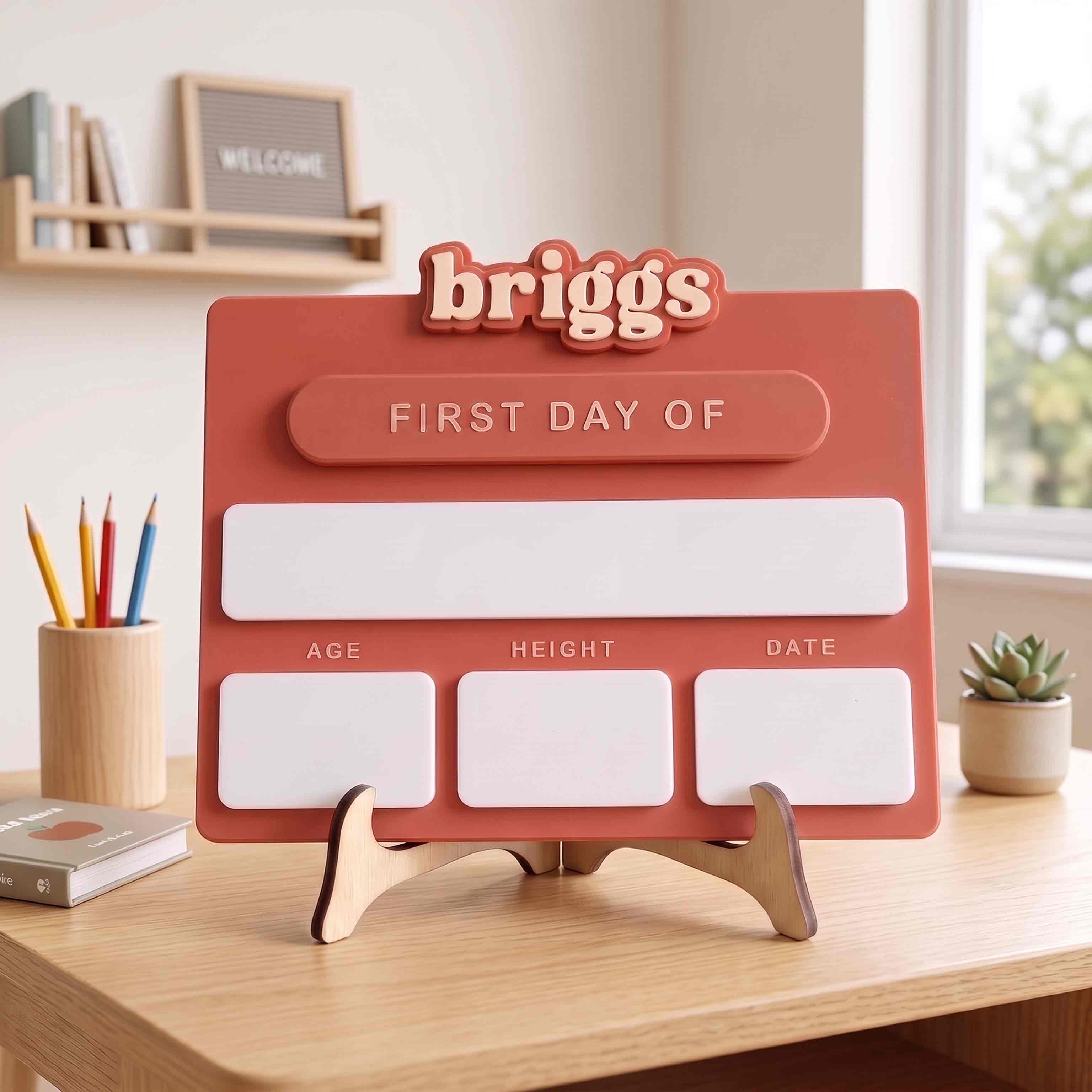 Personalized Minimal First Day School Board, Reusable Dry Erase Board, Back to School Sign