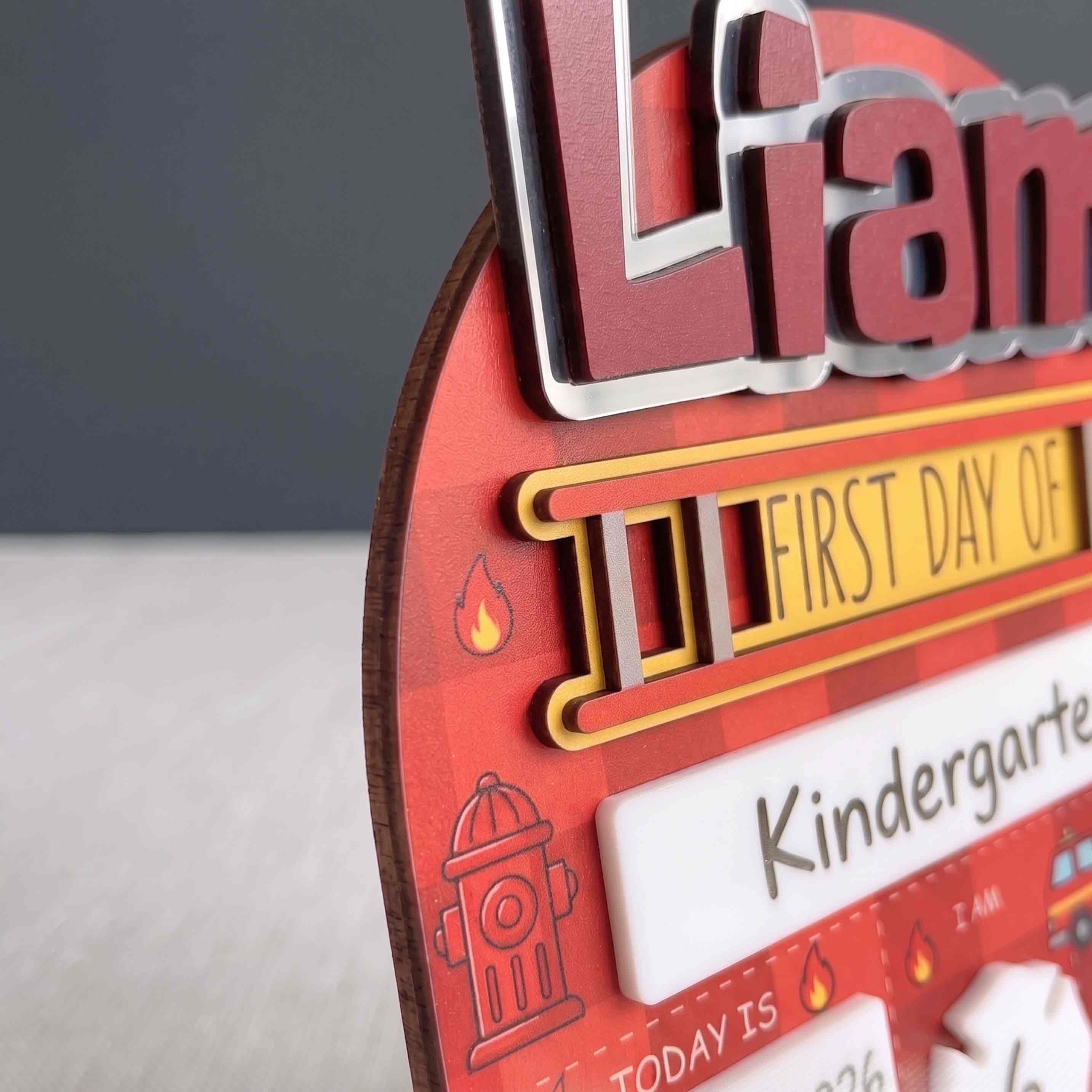 Personalized Firefighter First Day School Board, Reusable Dry Erase Board, Back to School Sign