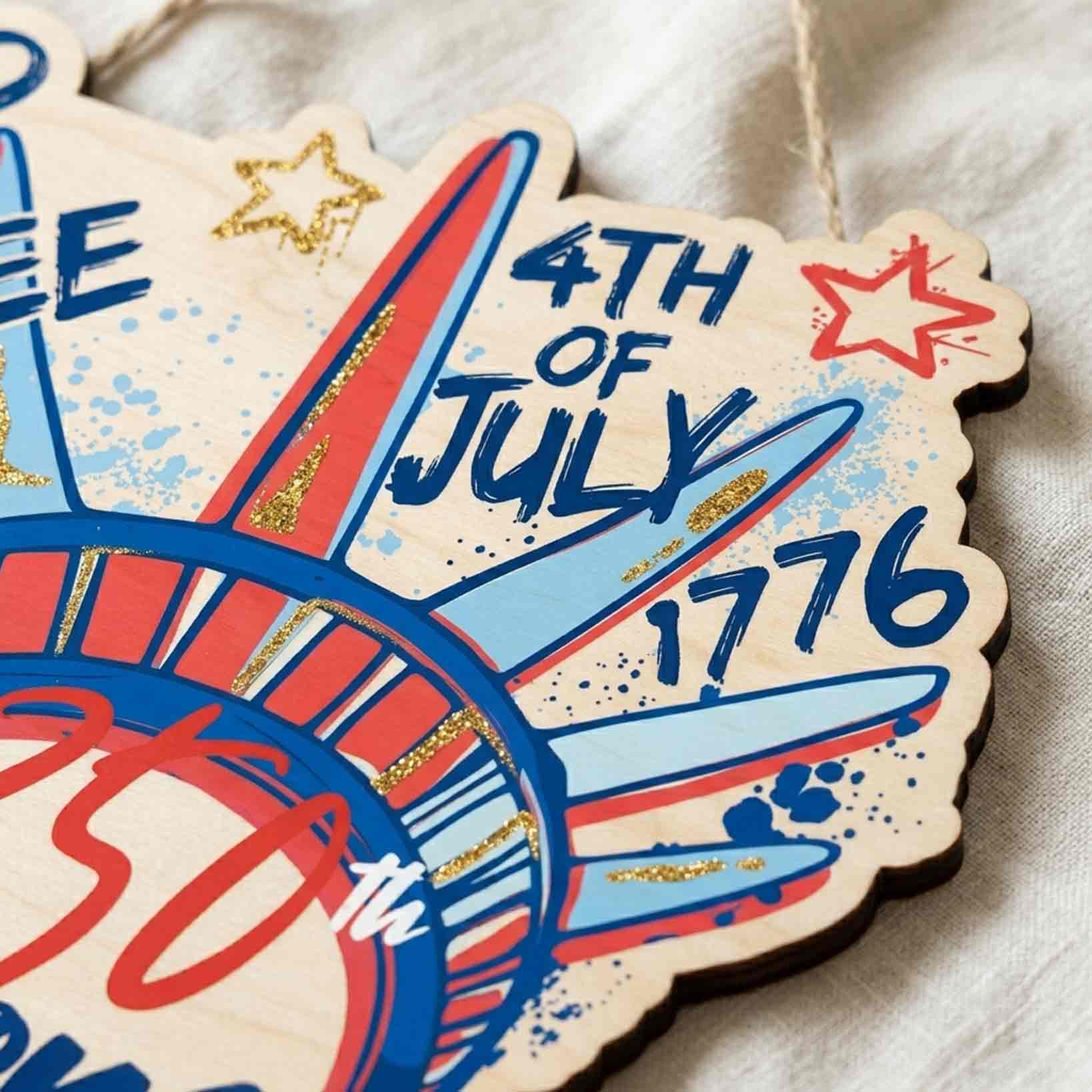 Land of the Free 4th of July 250th Anniversary 1776 Patriotic Wooden Sign