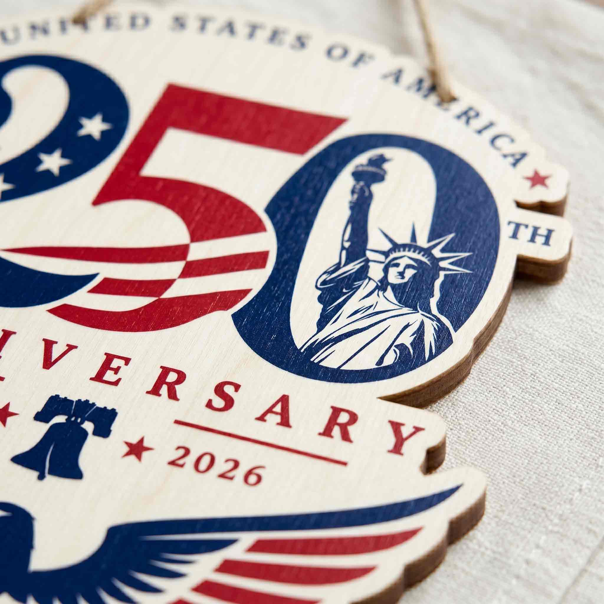America 250th Anniversary Freedom Liberty Unity Wooden Sign