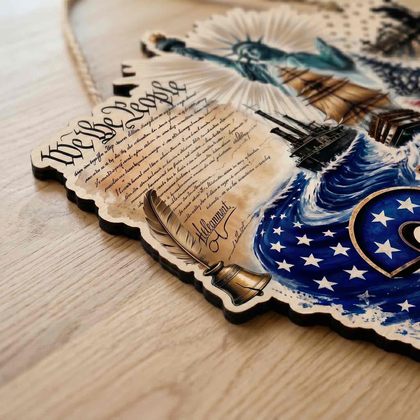 Freedom Is Never Free America 250th Anniversary Eagle Heritage Wooden Sign