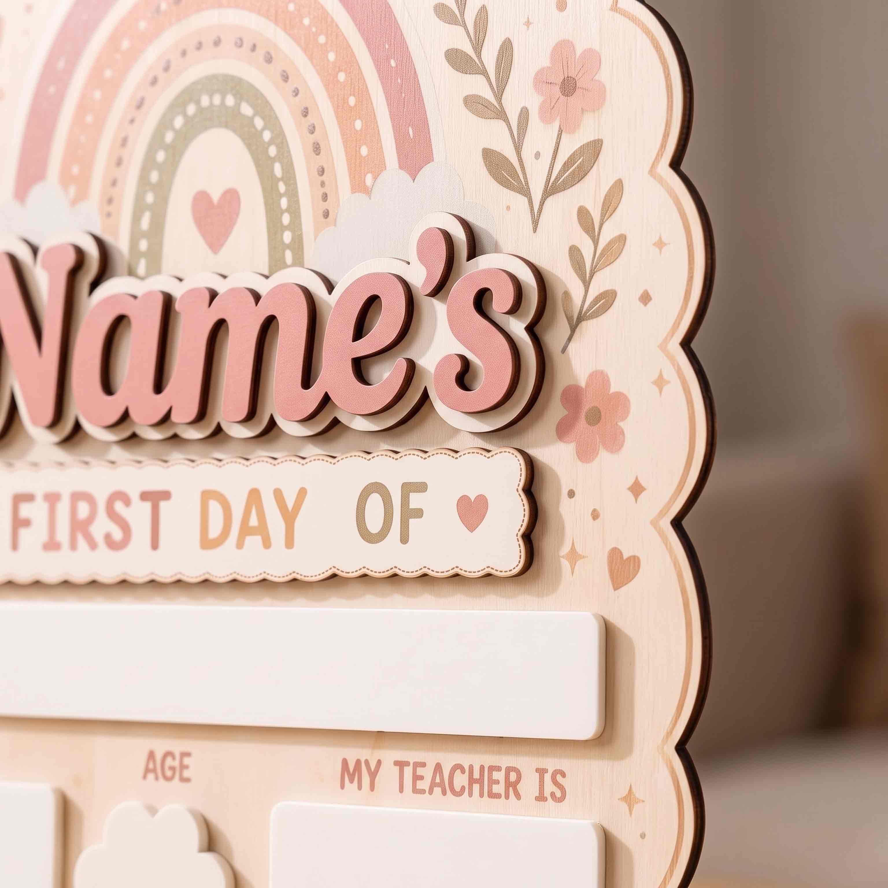 Personalized Scalloped Frame First & Last Day School Sign, Reusable Dry Erase Board, Back to School Sign