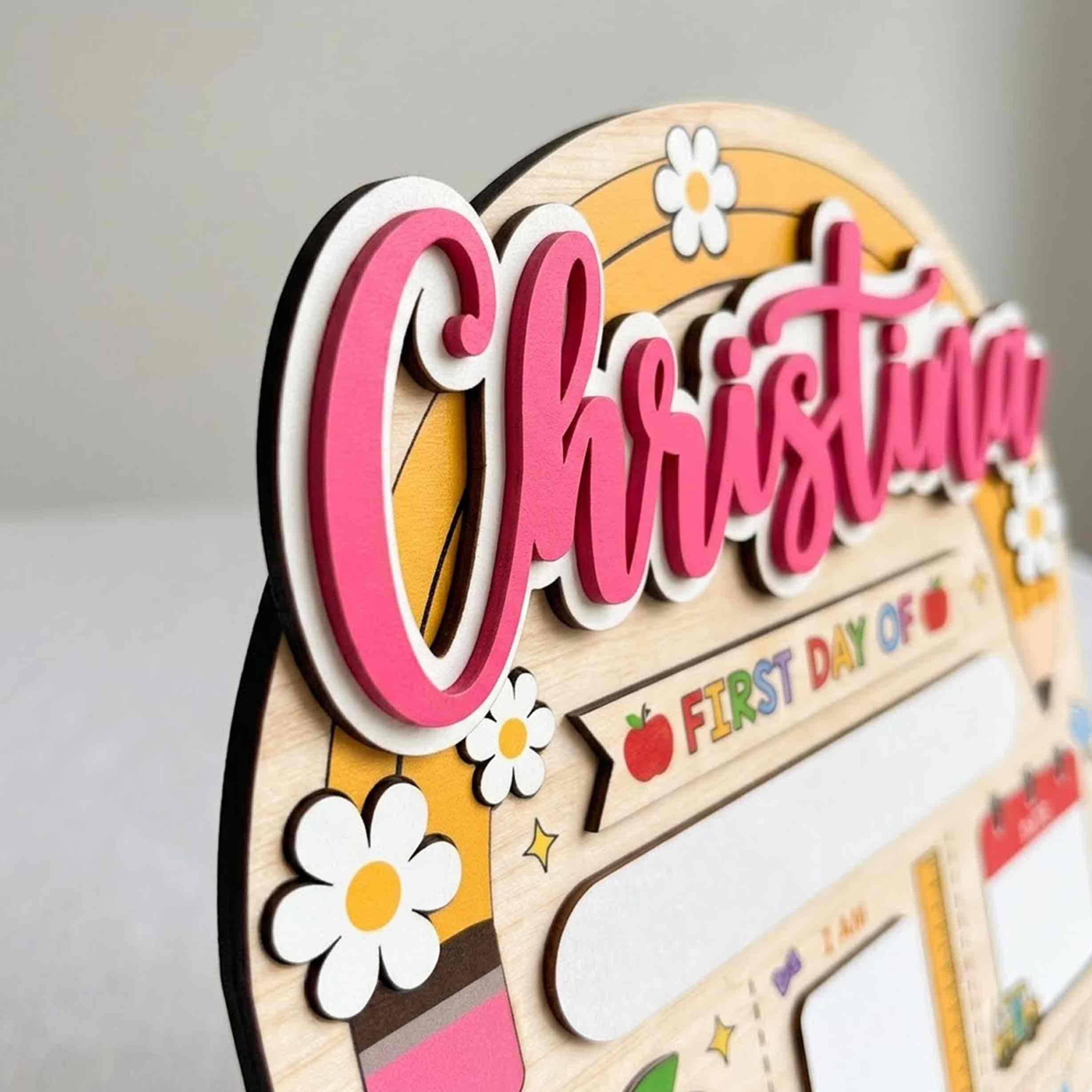 Personalized Cute Daisy Classroom First & Last Day School Sign, Reusable Dry Erase Board, Back to School Sign