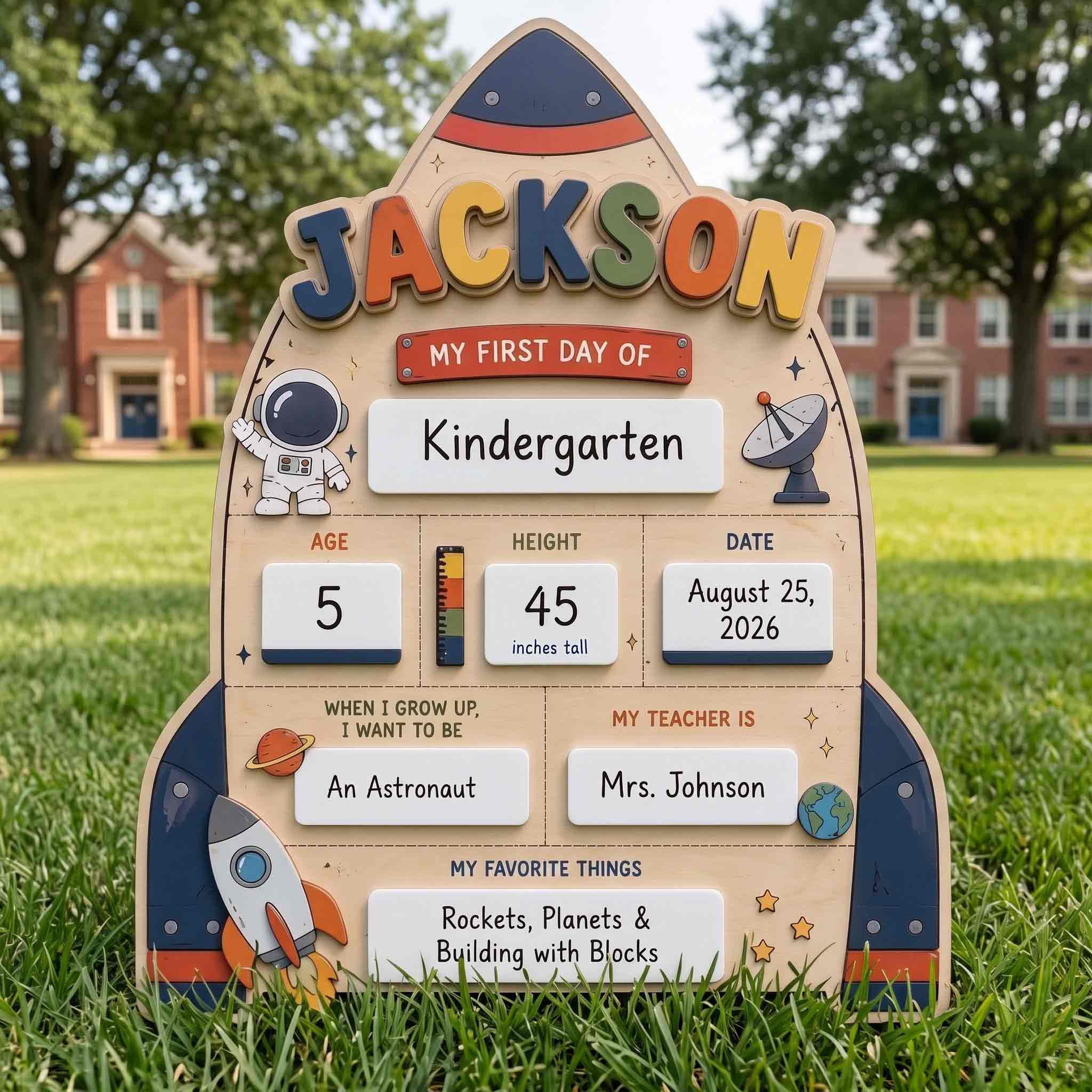 Personalized Space Explorer Theme First & Last Day School Sign, Reusable Dry Erase Board, Back to School Sign