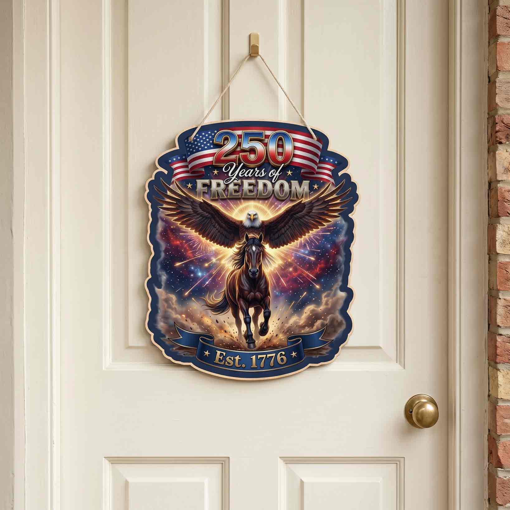America 250th Anniversary Wooden Sign Western Freedom Decor