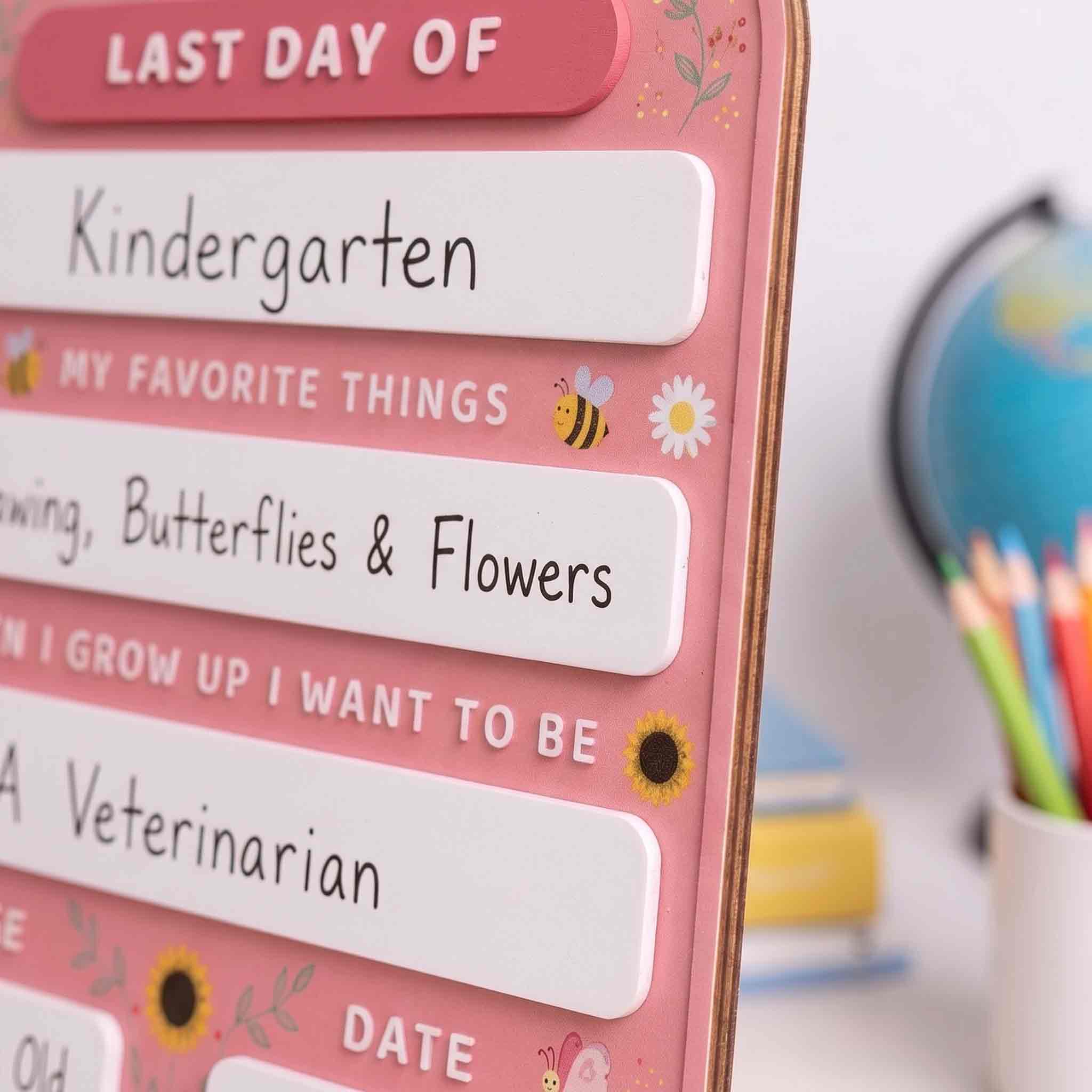 Personalized Butterfly Garden First & Last Day School Board, Reusable Dry Erase Board, Back to School Sign