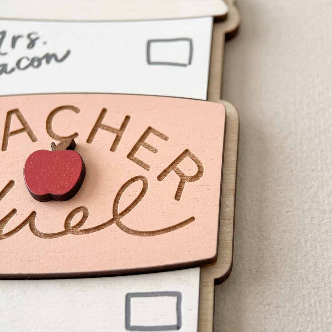 Teacher Fuel Tumbler Personalized Teacher Custom Name Teacher Appreciation Gift Wooden Christmas Ornament