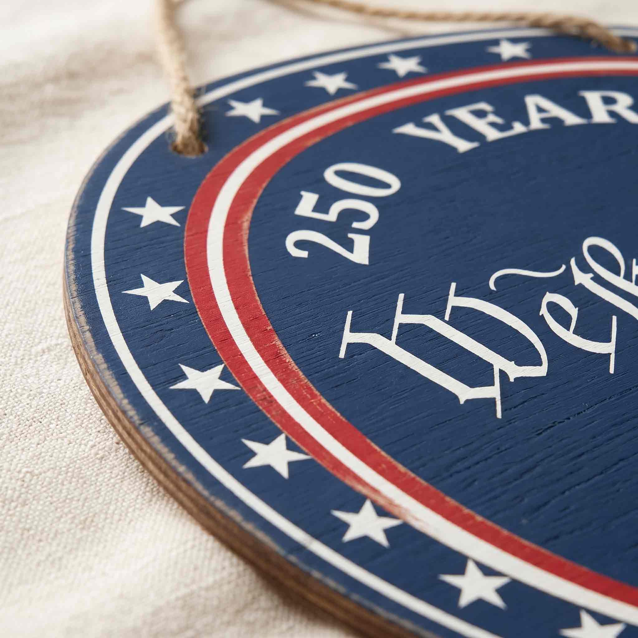 America 250 Wooden Sign Featuring the We The People Constitution Design