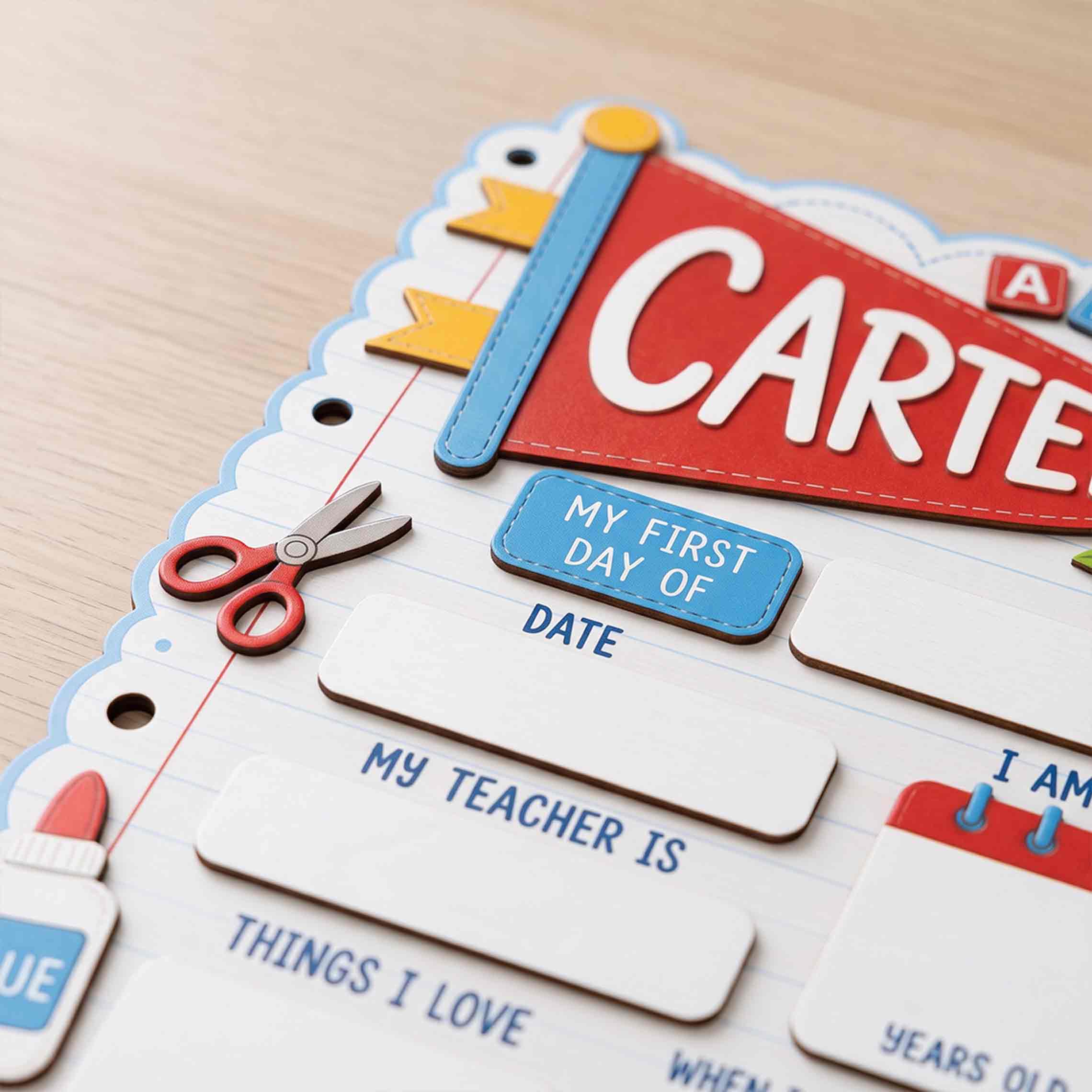 Personalized Notebook Paper Theme First & Last Day School Sign, Reusable Dry Erase Board, Back to School Sign